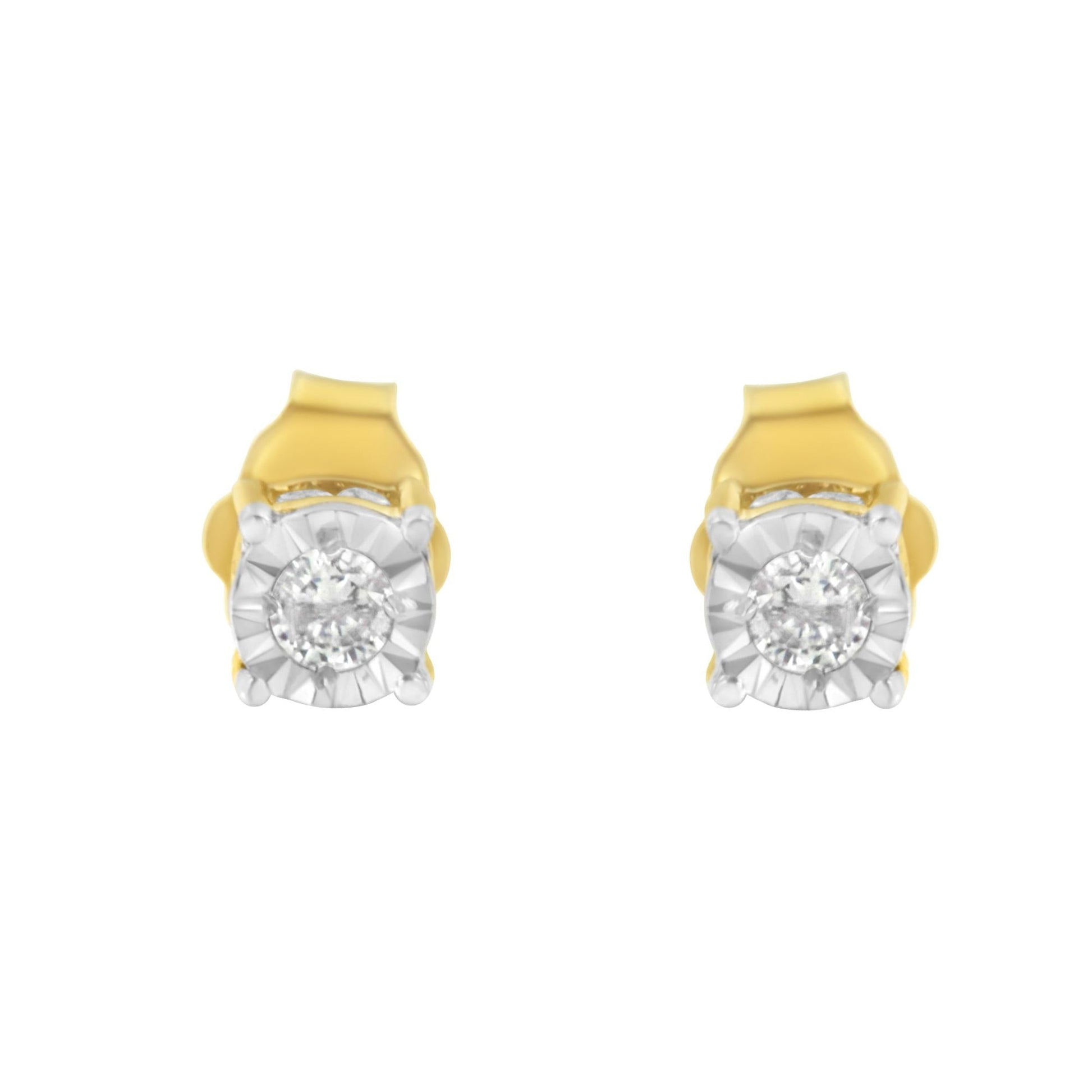 Yellow Plated Sterling Silver Diamond Stud Earring (1/4 cttw I-J Color I2-I3