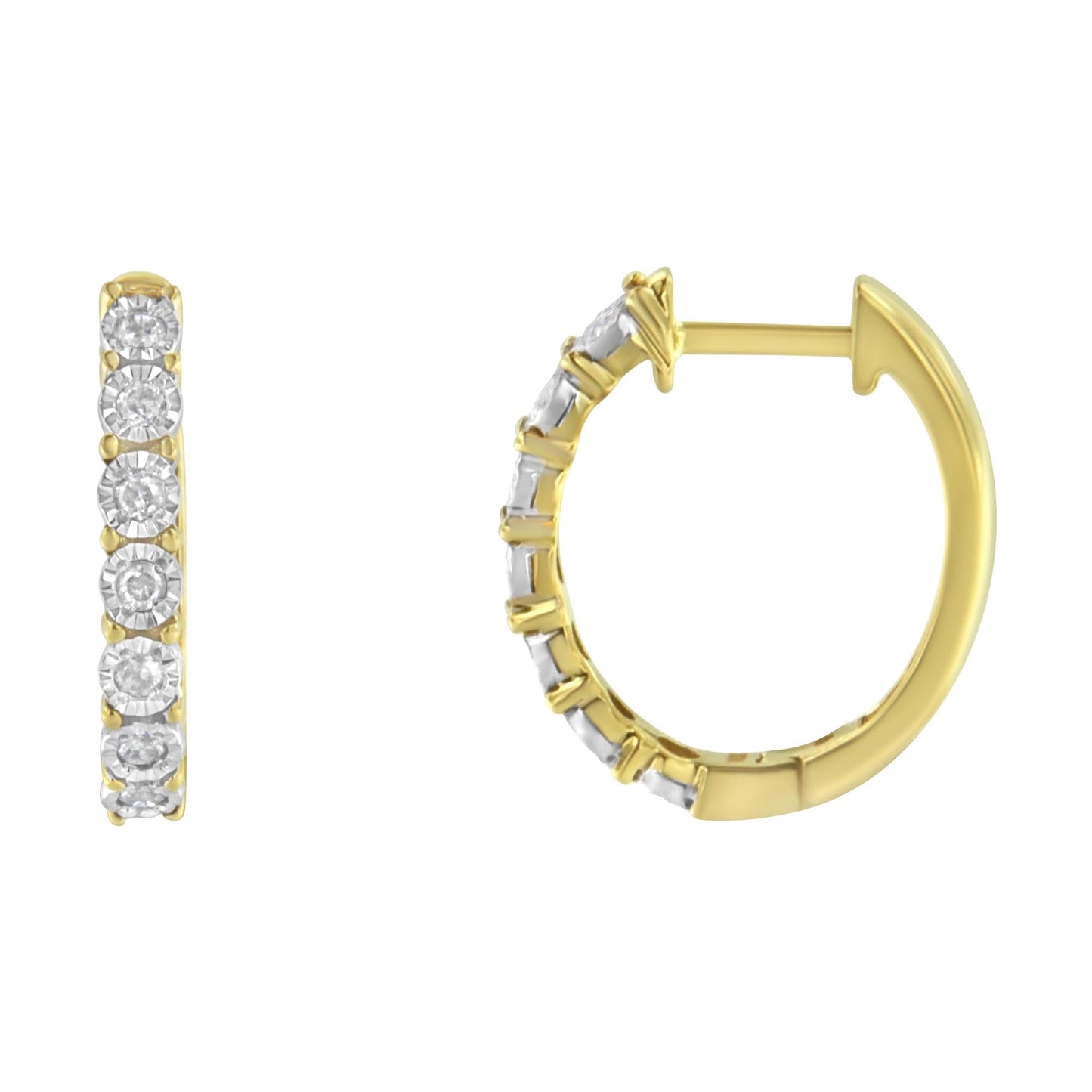 10KT Two-Toned Gold Diamond Hoop Earring (1/4 cttw J-K Color I2-I3 Clarity)