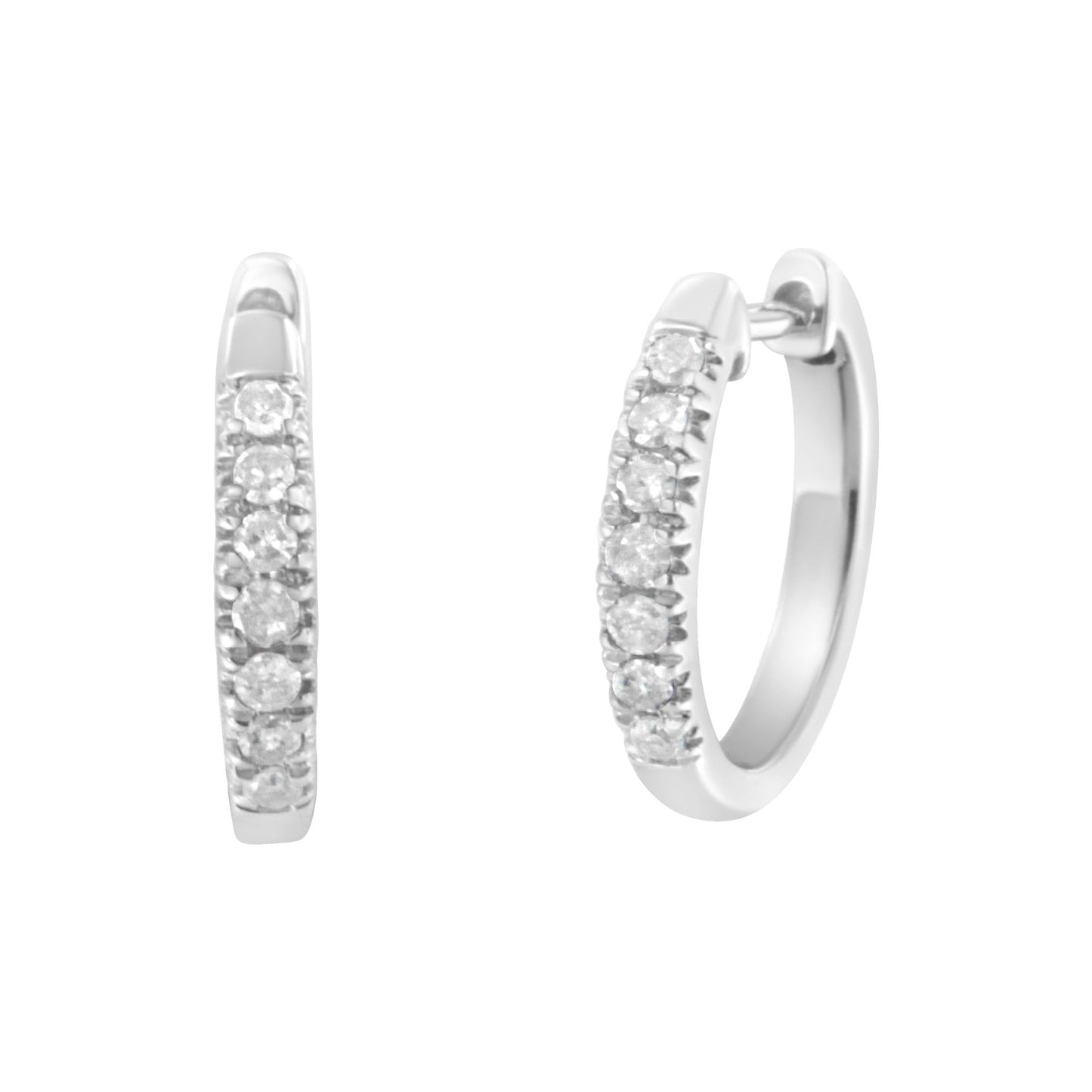 .925 Sterling Silver 1/4 Cttw Diamond Hoop Earrings (I-J Color I3 Clarity)