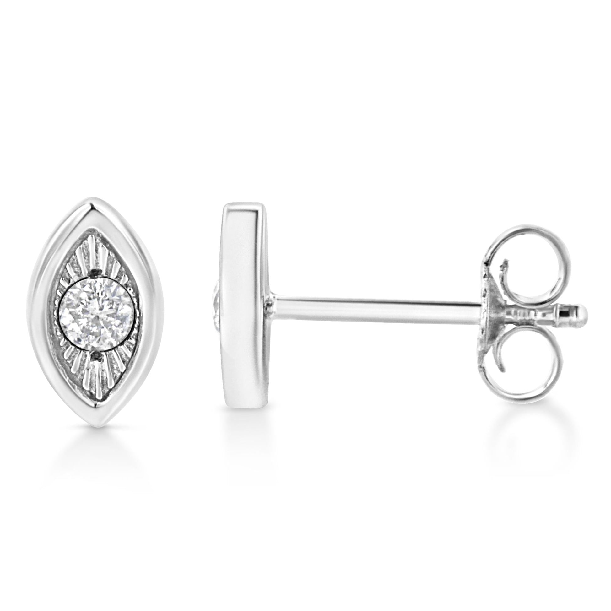 .925 Sterling Silver 1/10 Cttw Miracle-Set Diamond Stud Earrings (I-J Color