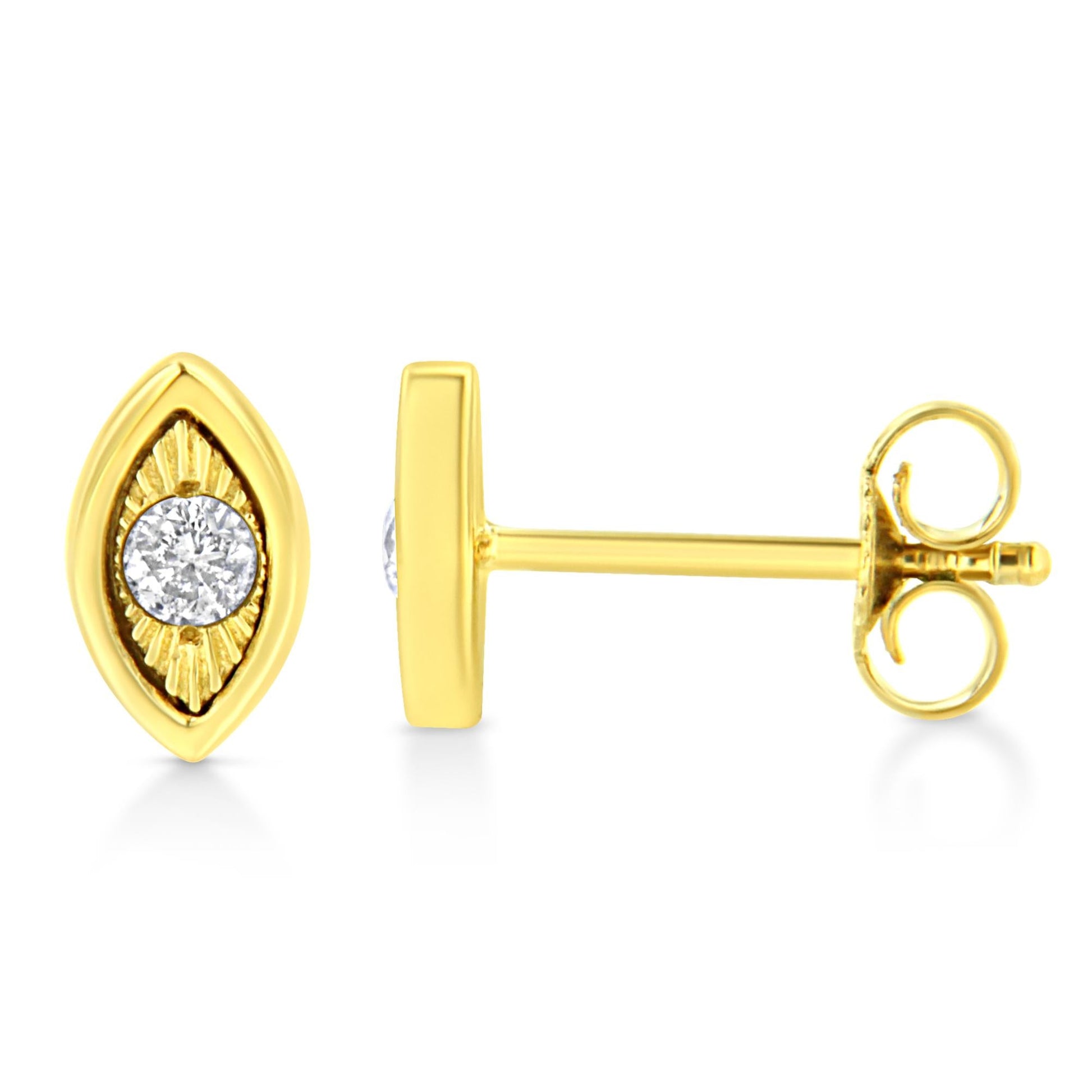 10K Yellow Gold Plated.925 Sterling Silver 1/10 Cttw Miracle-Set Diamond Stud