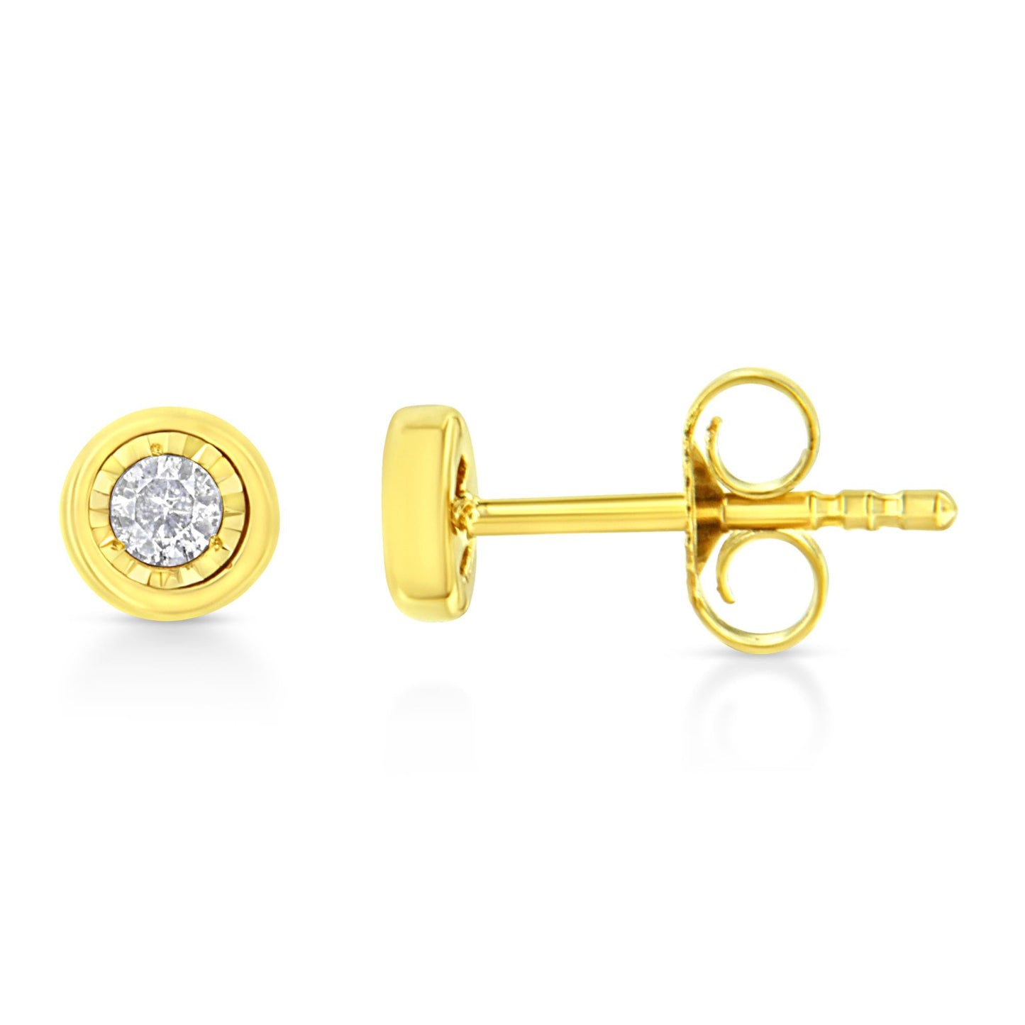 10K Yellow Gold Plated.925 Sterling Silver 1/10 Cttw Miracle-Set Diamond Stud