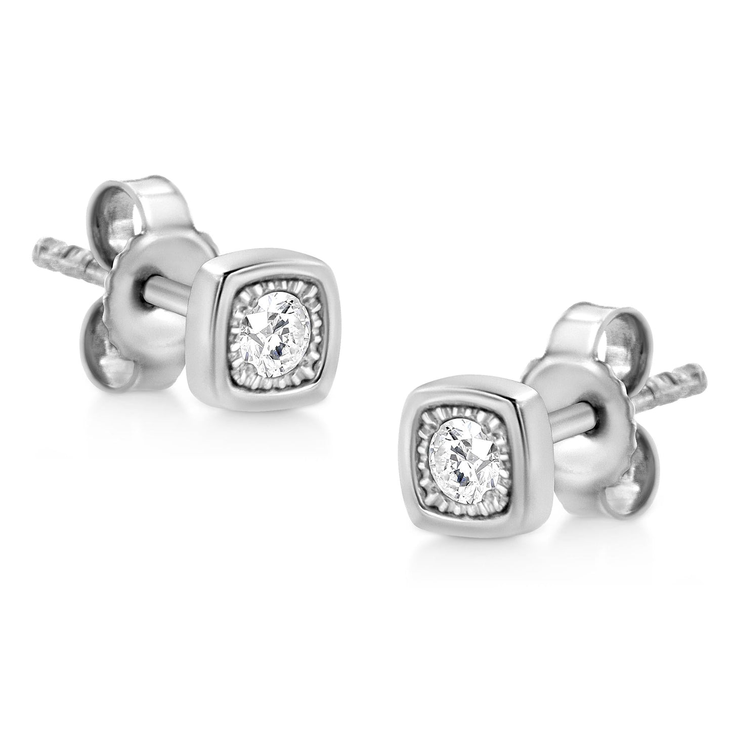 .925 Sterling Silver 1/10 Cttw Miracle-Set Diamond Stud Earrings (I-J Color