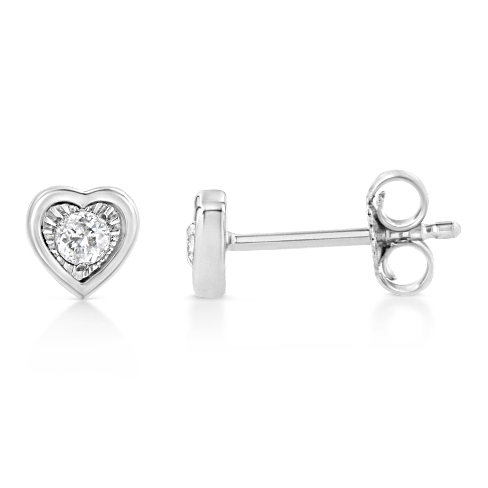 .925 Sterling Silver 1/10 Cttw Miracle-Set Diamond Stud Earrings (I-J Color