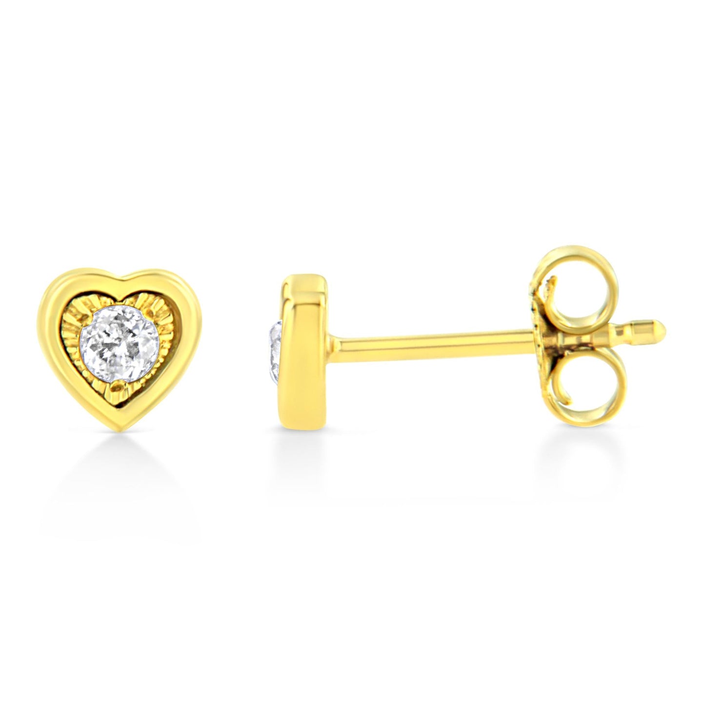 10K Yellow Gold Plated.925 Sterling Silver 1/10 Cttw Miracle-Set Diamond Stud