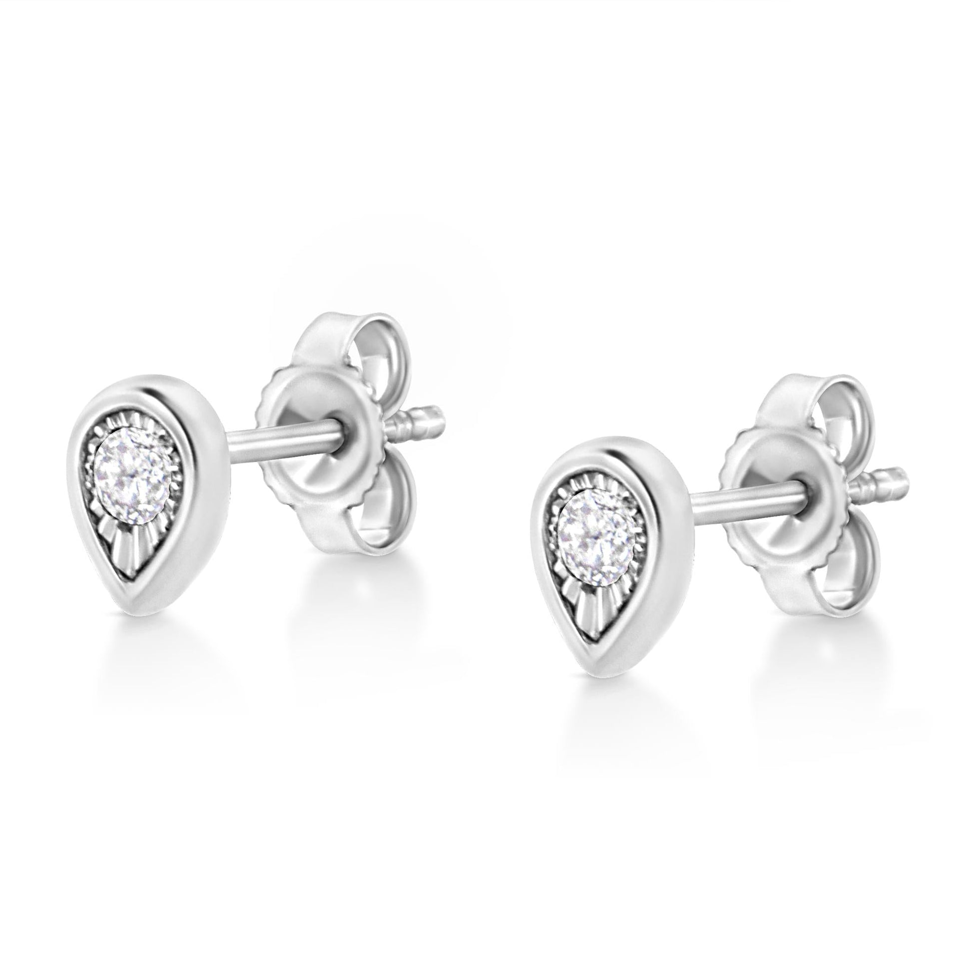 .925 Sterling Silver 1/10 Cttw Miracle-Set Diamond Stud Earrings (I-J Color