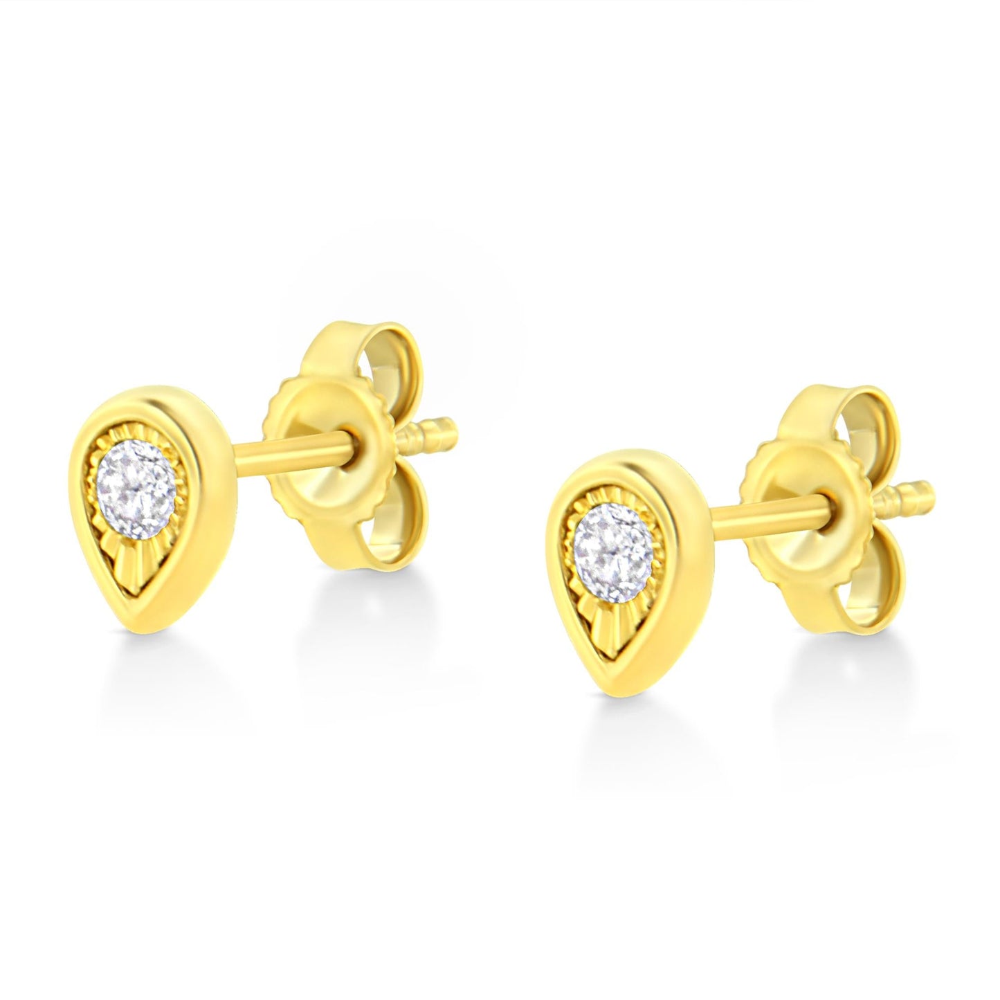 10K Yellow Gold Plated.925 Sterling Silver 1/10 Cttw Miracle-Set Diamond Stud