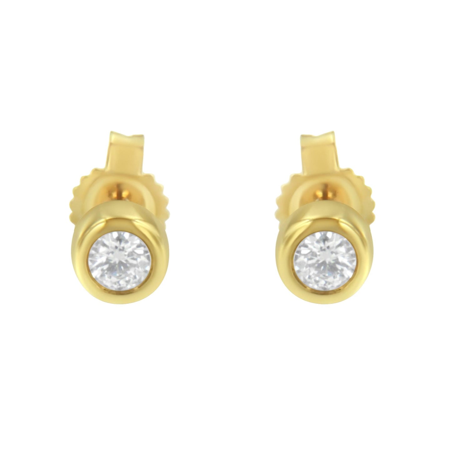 10K Gold 0.15 Cttw Round Brilliant-Cut Near Colorless Diamond Bezel-Set Stud