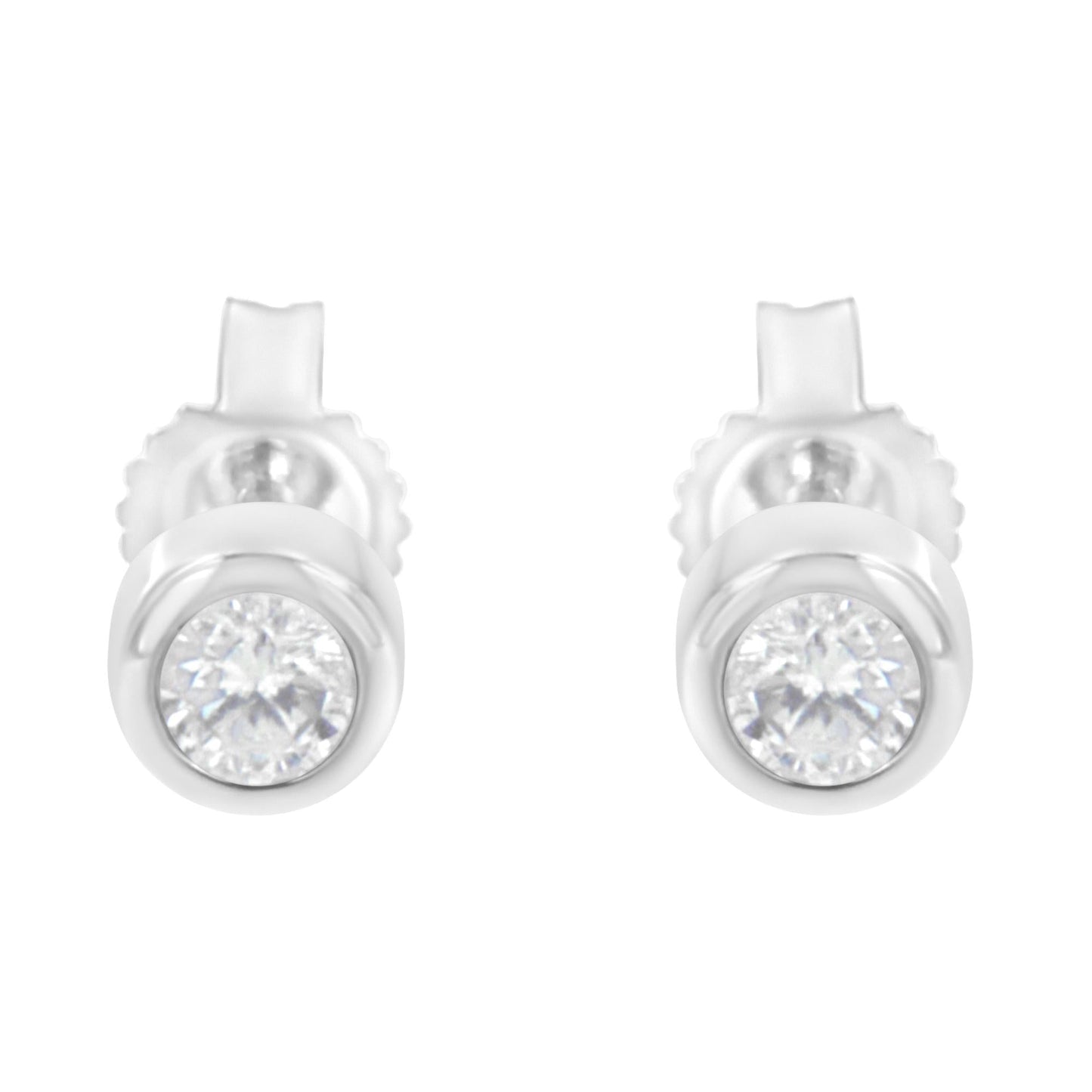 10K Gold 1/5 Cttw Round Brilliant-Cut Near Colorless Diamond Bezel-Set Stud