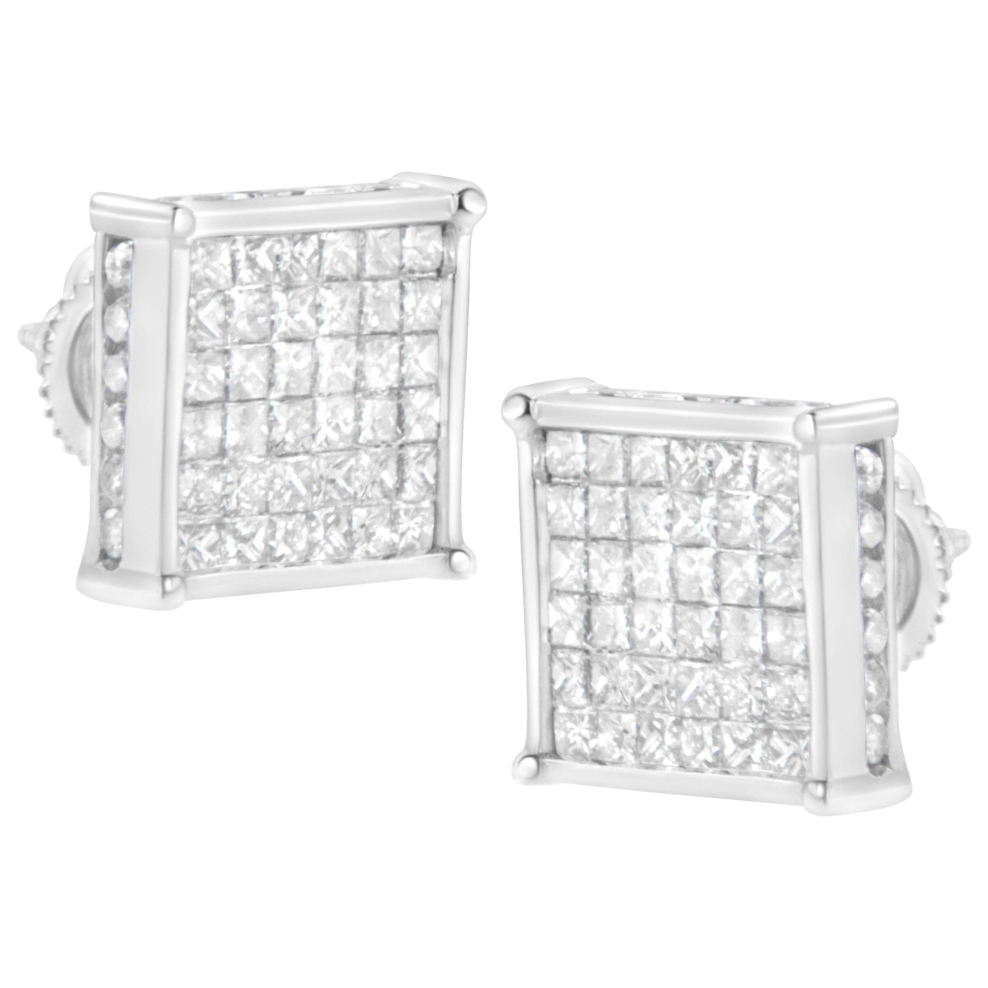 10K White Gold 2ct TDW Princess-Cut Composite Diamond Stud Earring (I-J,I2-I3)