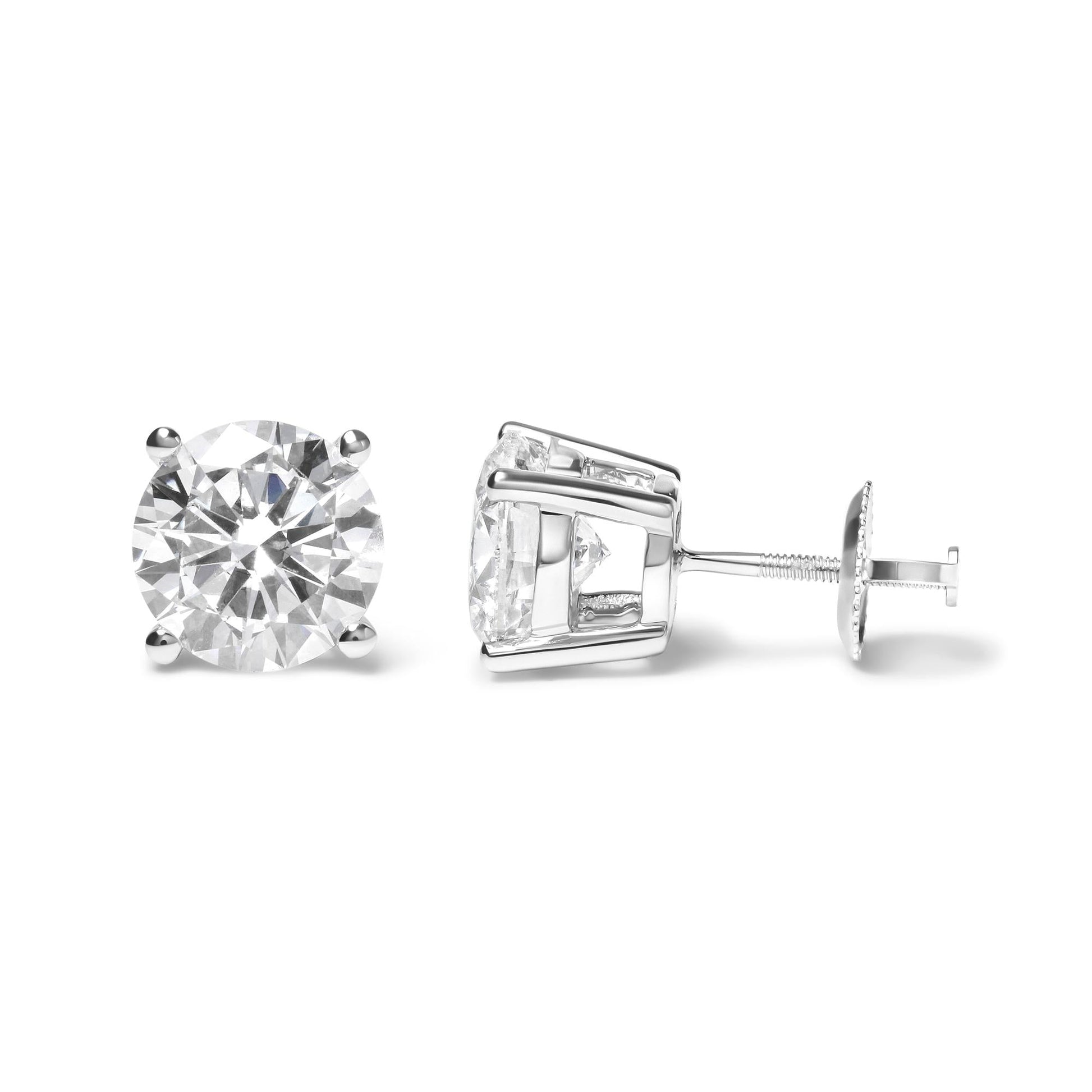 14K White Gold Round Brilliant-Cut Lab Grown Diamond Classic 4-Prong Stud