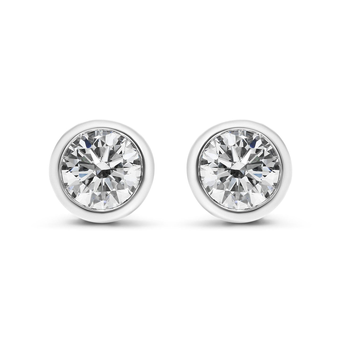 14K Gold Lab Grown Diamond Screw-Back Classic Bezel Solitaire Stud Earrings (G-H Color, VS2-SI1 Clarity)