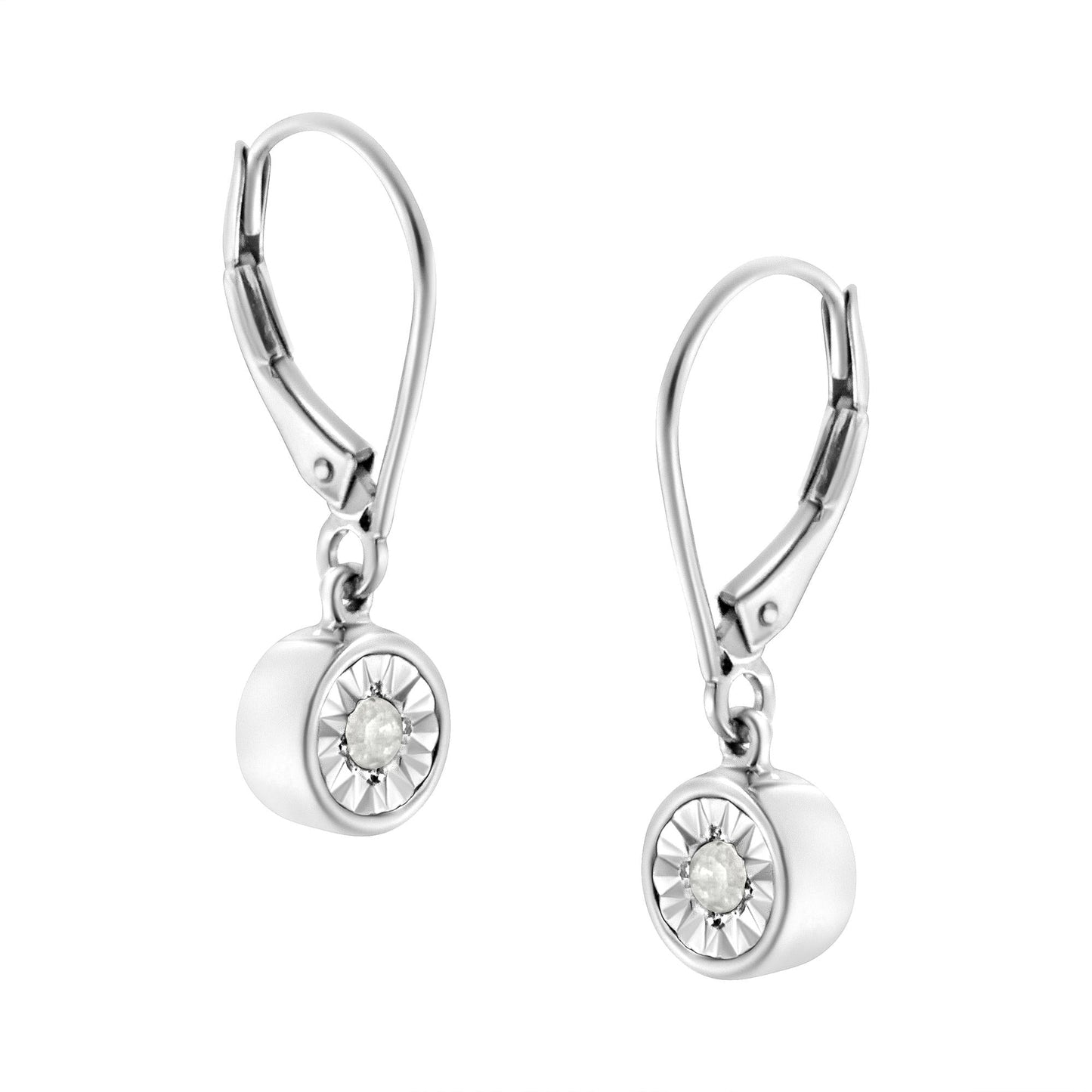 .925 Sterling Silver 1/10 Cttw Bezel-Set Round-Cut Diamond Accent Dangle