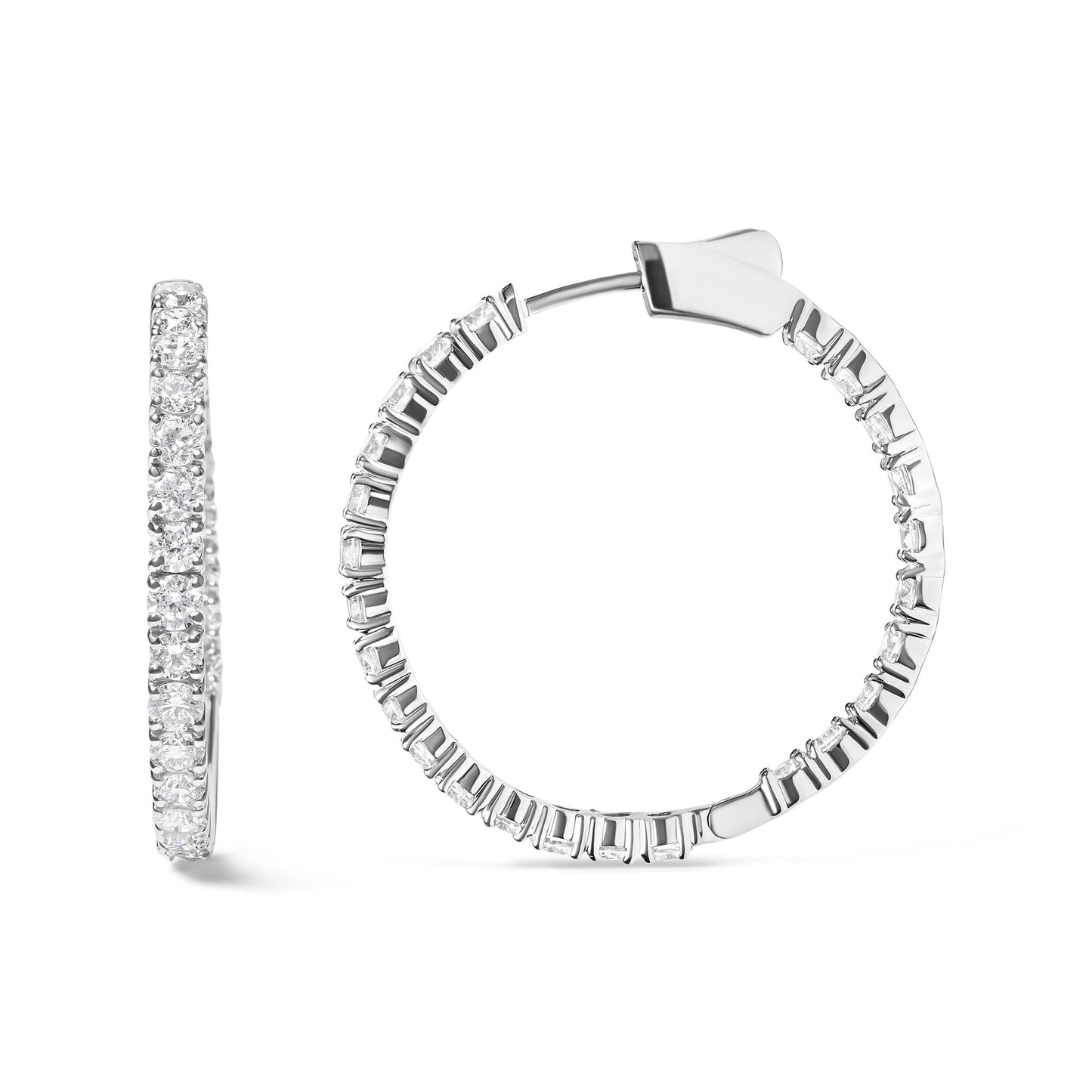 14K White Gold 5.00 Cttw Lab Grown Diamond Inside Out Hoop Earrings (F-G Color