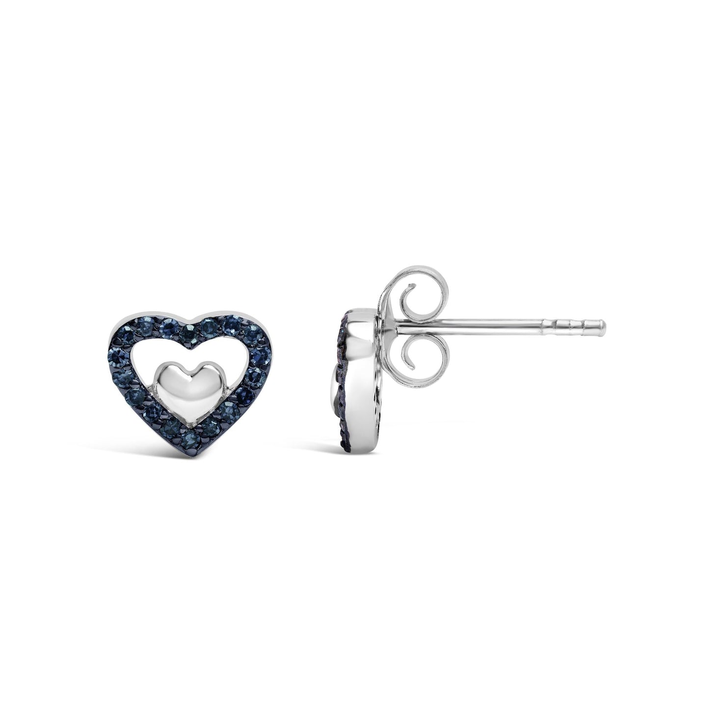 925 Sterling Silver 1/6 Cttw Diamond Open Double Heart Stud Earrings - Choice