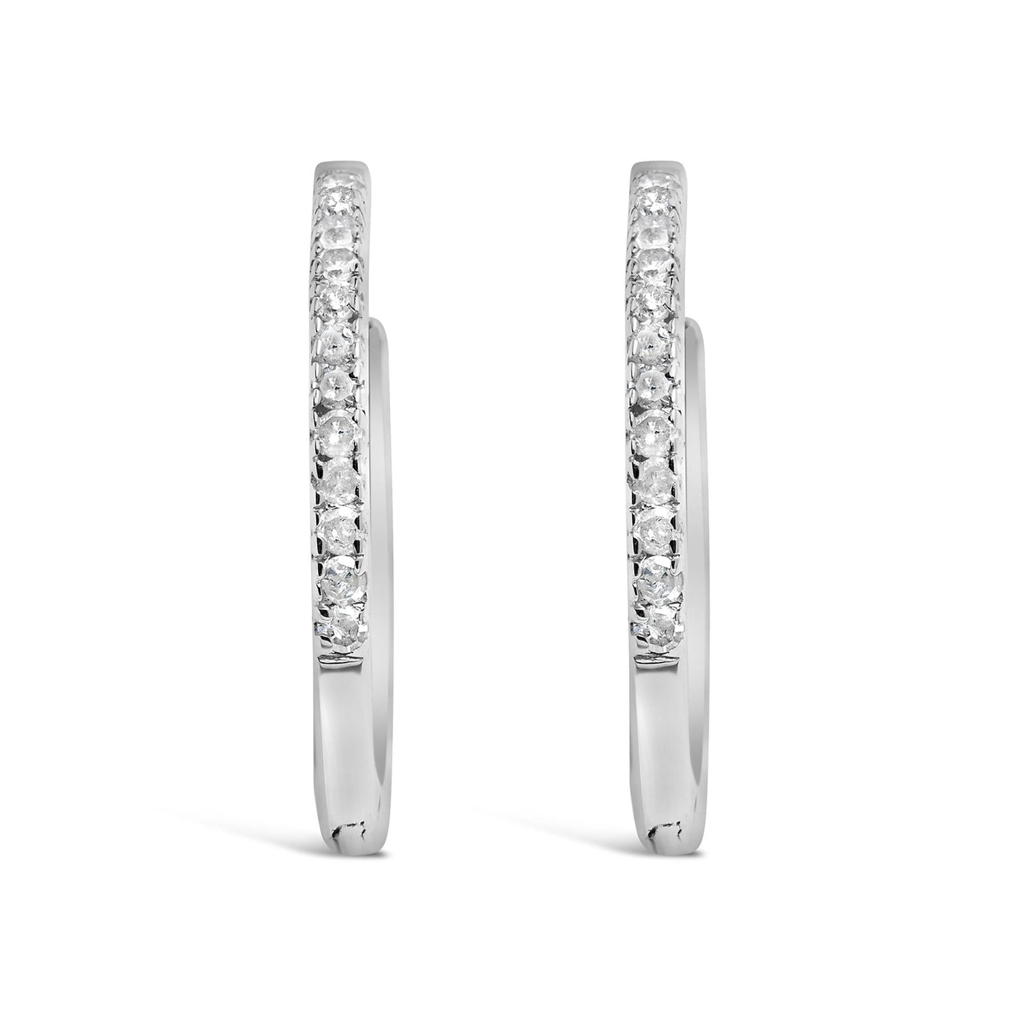 .925 Sterling Silver 1/10 Cttw Diamond Hoop Snap Post Hoop Earrings (I-J Color, I3 Clarity)