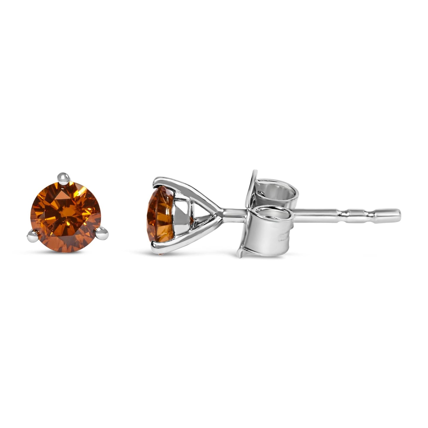 14K White Gold 1/2 Cttw Lab-Grown Round Brilliant-Cut Colored Diamond Classic 3-Prong Martini set Stud Earrings (VS1-VS2 Clarity)