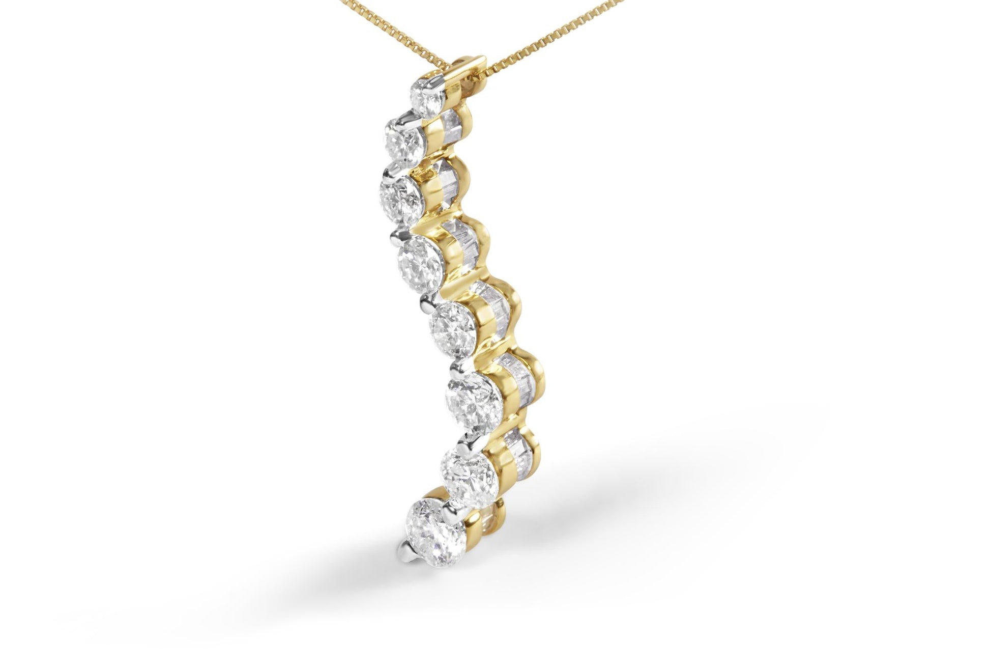 14k Yellow Gold 3.0 cttw Baguette and Brilliant Round-Cut Diamond Journey