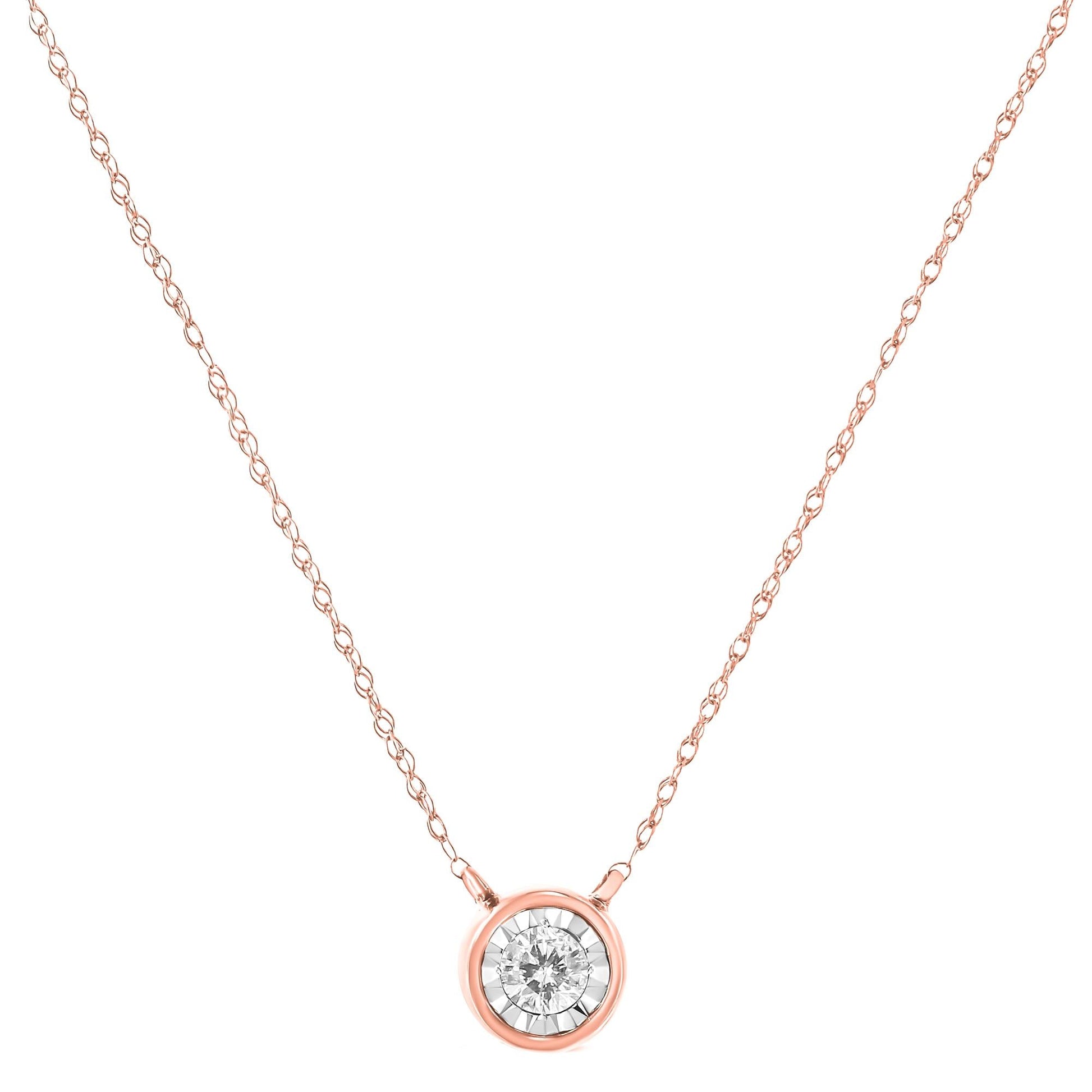 10K Gold Round Brilliant-Cut Diamond Modern Bezel-Set Solitaire Pendant