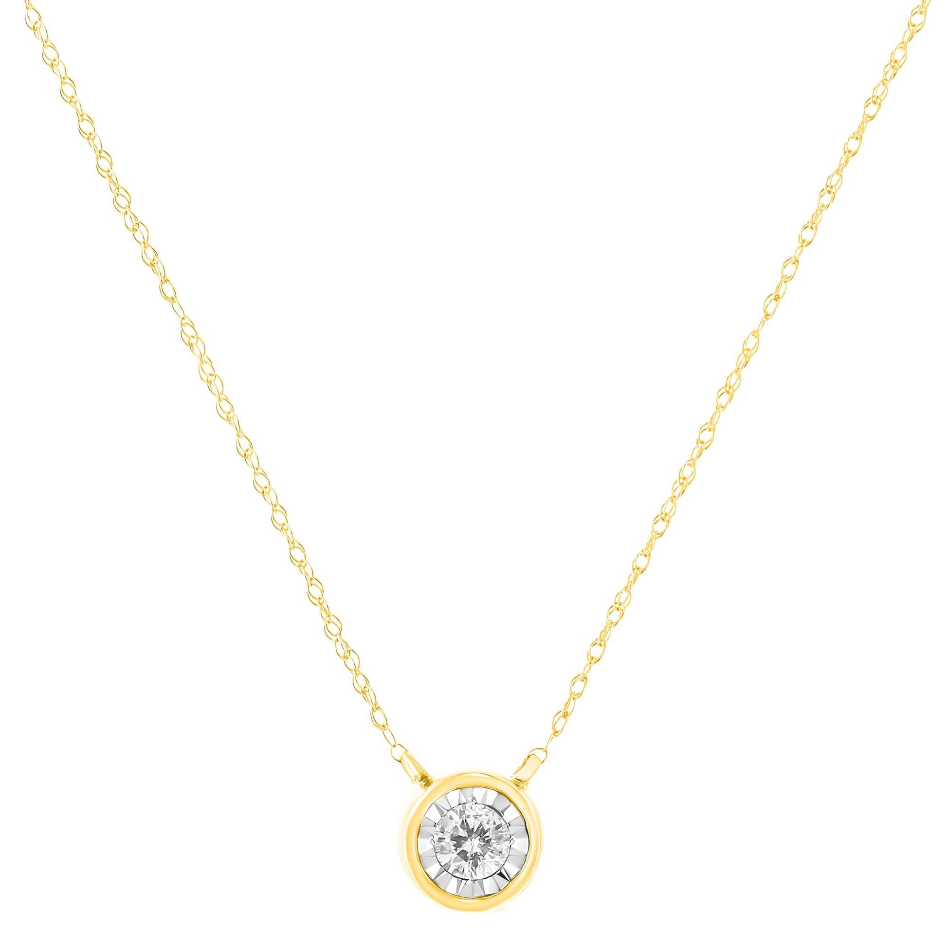 10K Gold Round Brilliant-Cut Diamond Modern Bezel-Set Solitaire Pendant