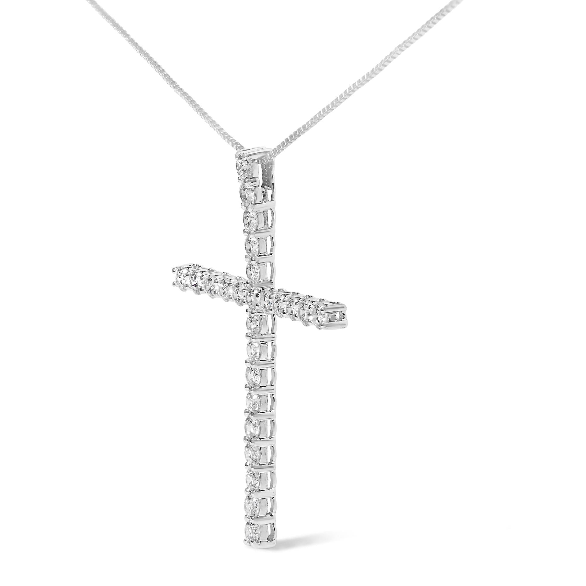 14K White Gold 2.0 Cttw Lab Grown Diamond Cross 18’’ Inch Pendant Necklace