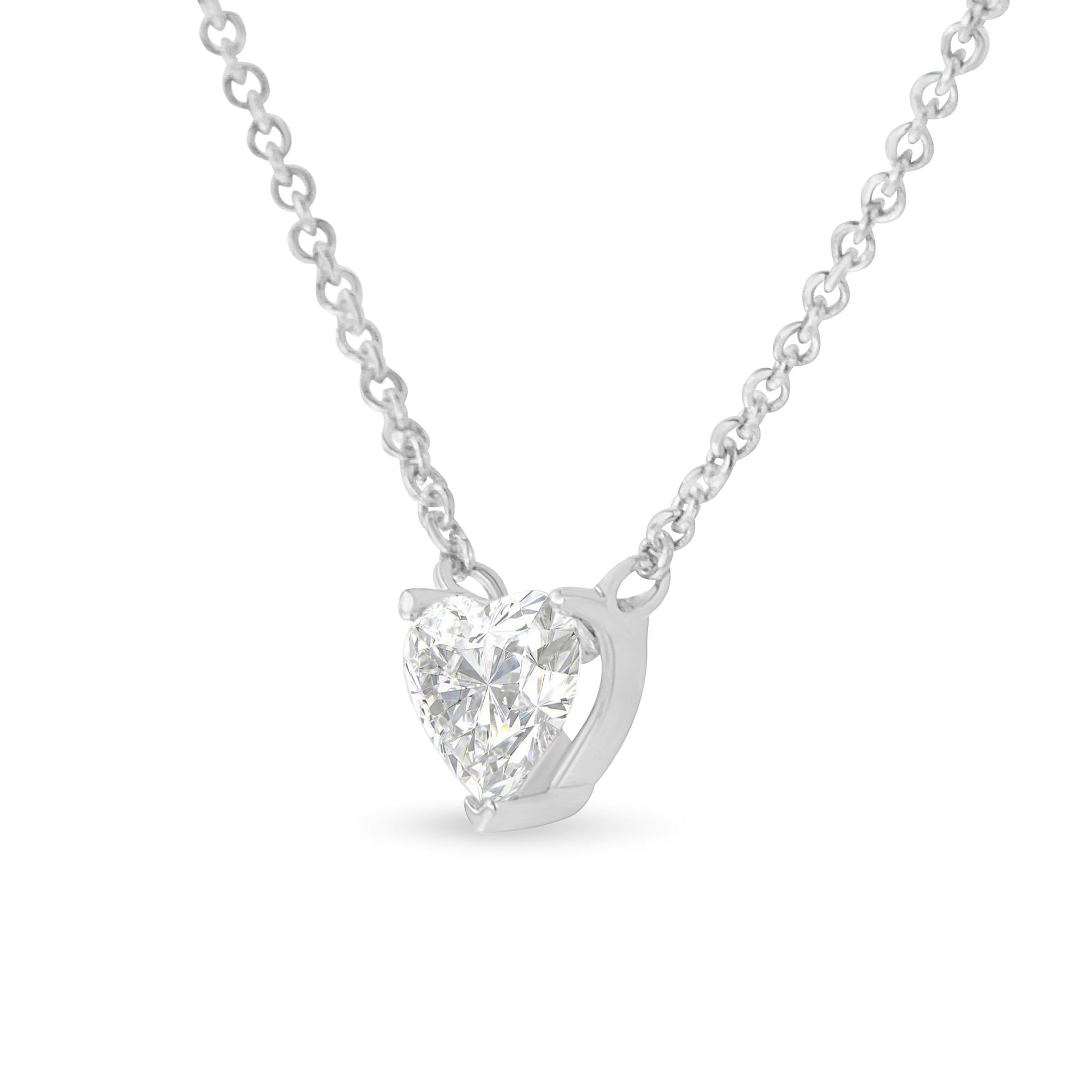 IGI Certified 14k White Gold 1/2 cttw Lab Grown Heart Shape Diamond Solitaire