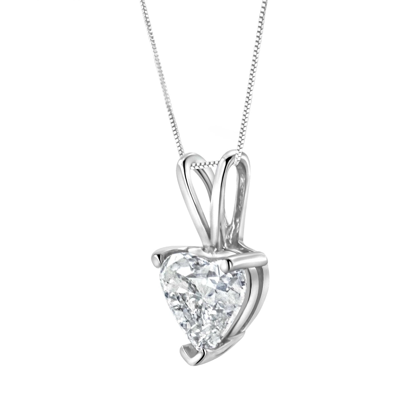 14K White Gold 3-Prong Set Heart Shaped Solitaire Lab Grown Diamond 18’’