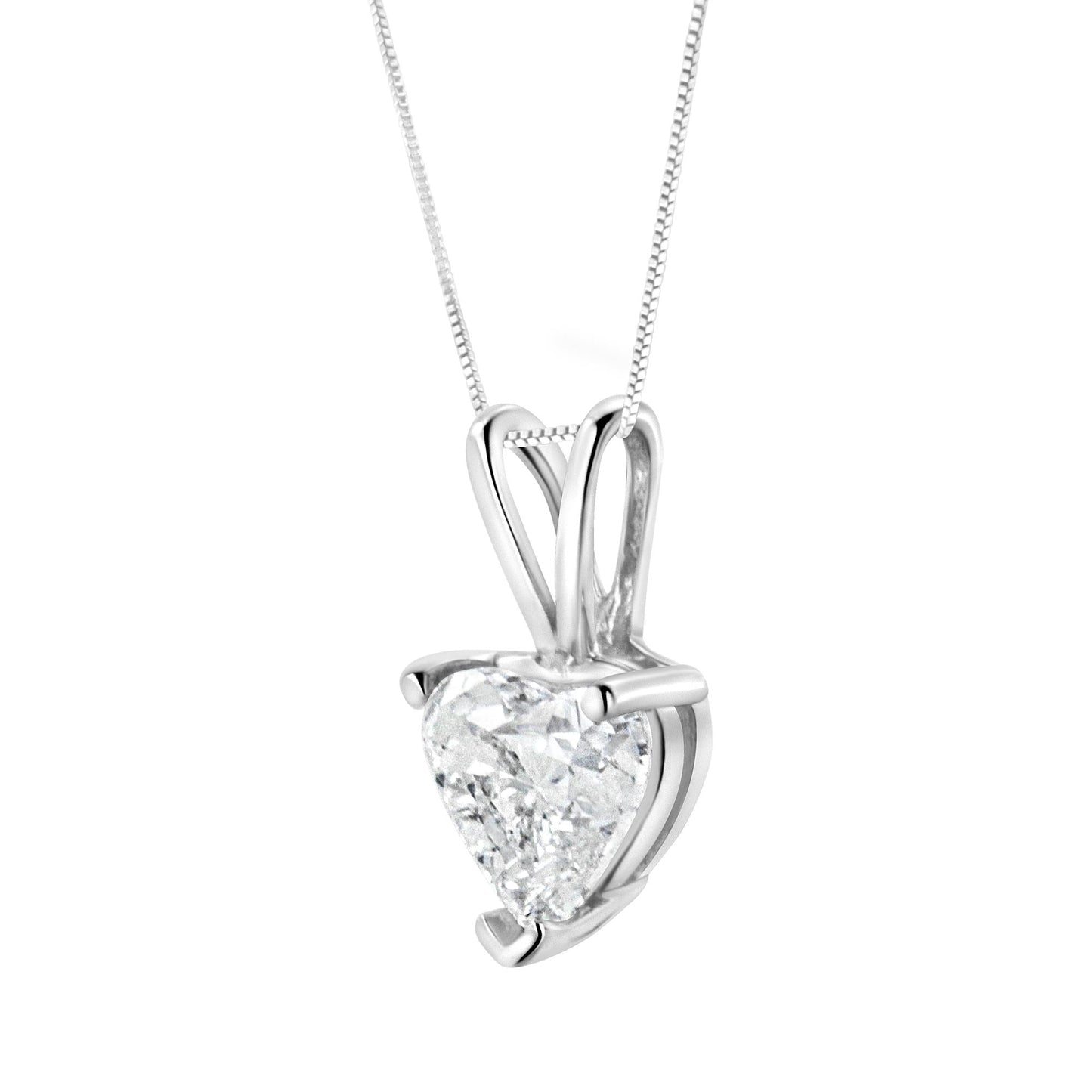 14K White Gold 3-Prong Set Heart Shaped Solitaire Lab Grown Diamond 18’’