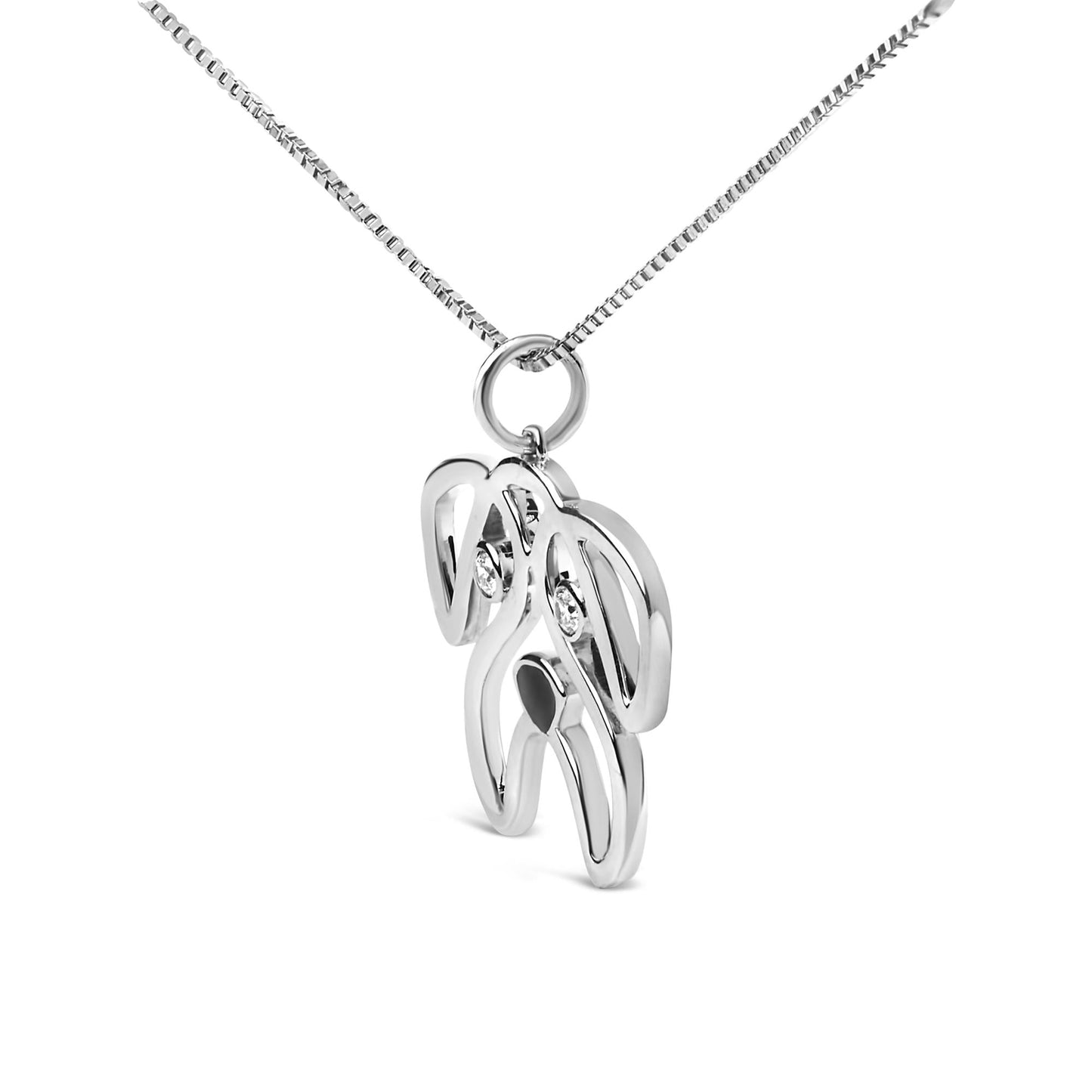 .925 Sterling Silver Diamond Accent Pug Dog Pendant Necklace (I-J Color, I2-I3 Clarity) - 18" Inches