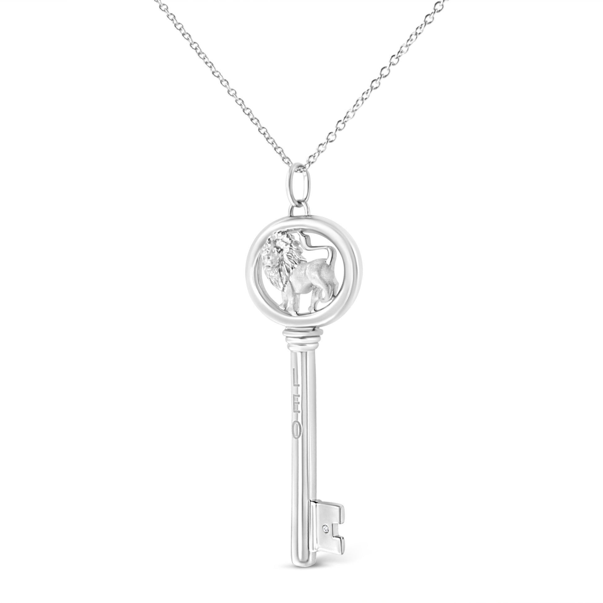 .925 Sterling Silver Diamond Accent Zodiac Key 18’’ Pendant Necklace (K-L