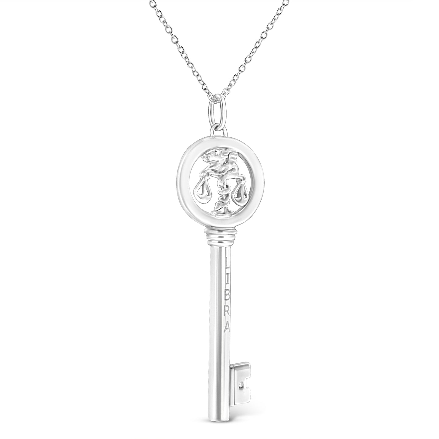 .925 Sterling Silver Diamond Accent Zodiac Key 18’’ Pendant Necklace (K-L