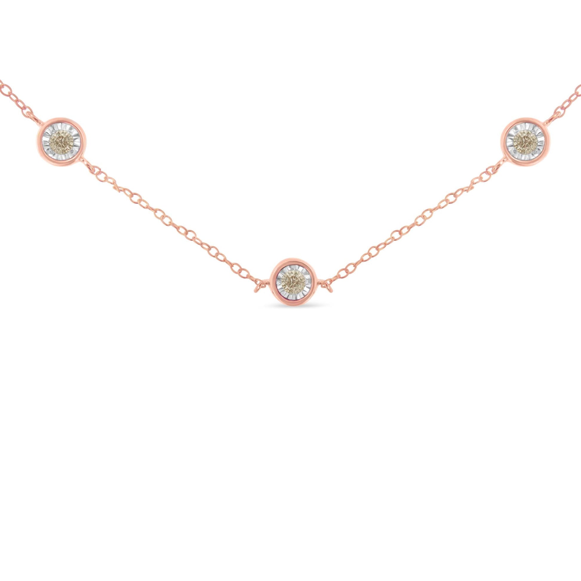 Sterling Silver Diamond Station Necklace (1/2 cttw K-L Color I2-I3 Clarity)