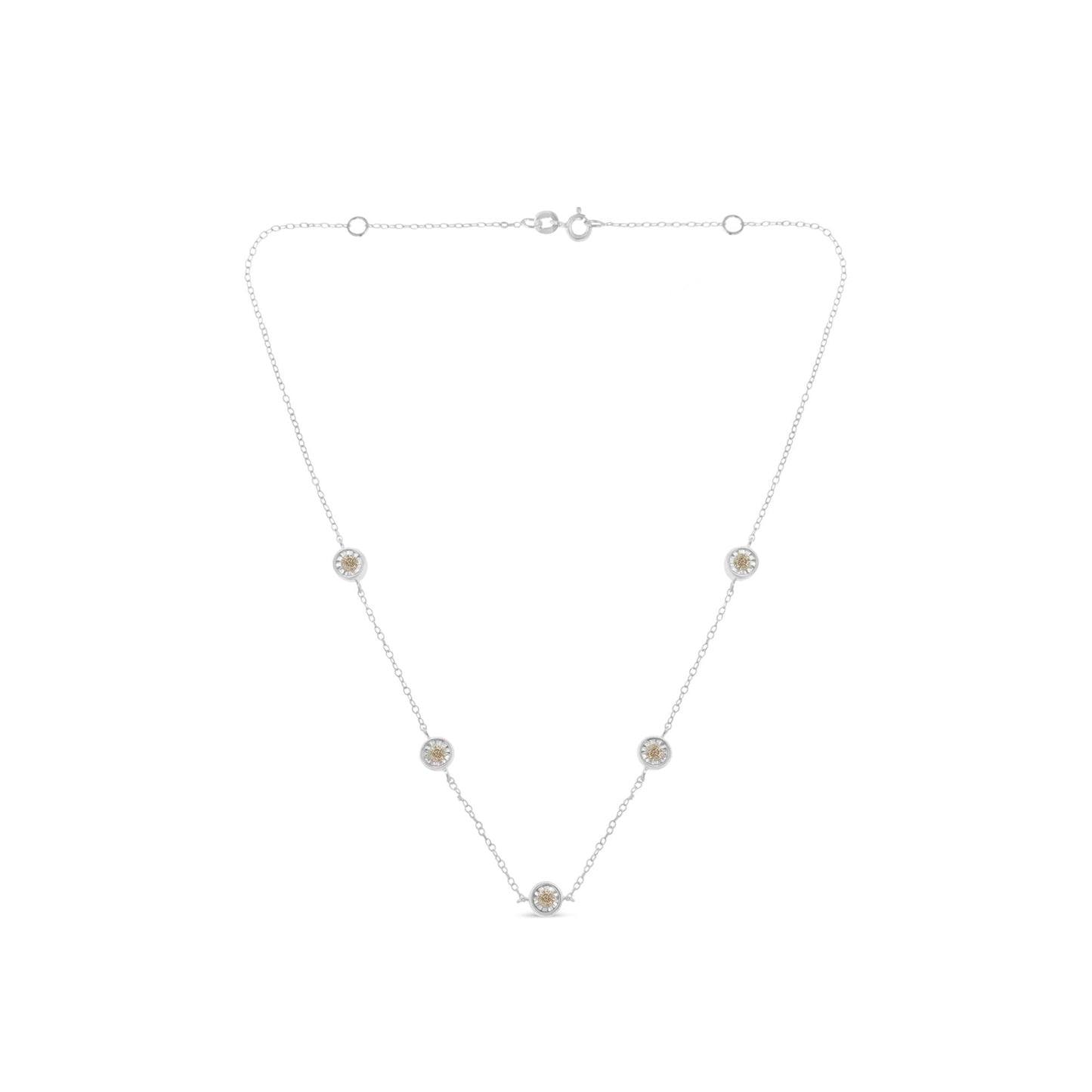 Sterling Silver Diamond Station Necklace (1/2 cttw I-J Color I1-I2 Clarity)