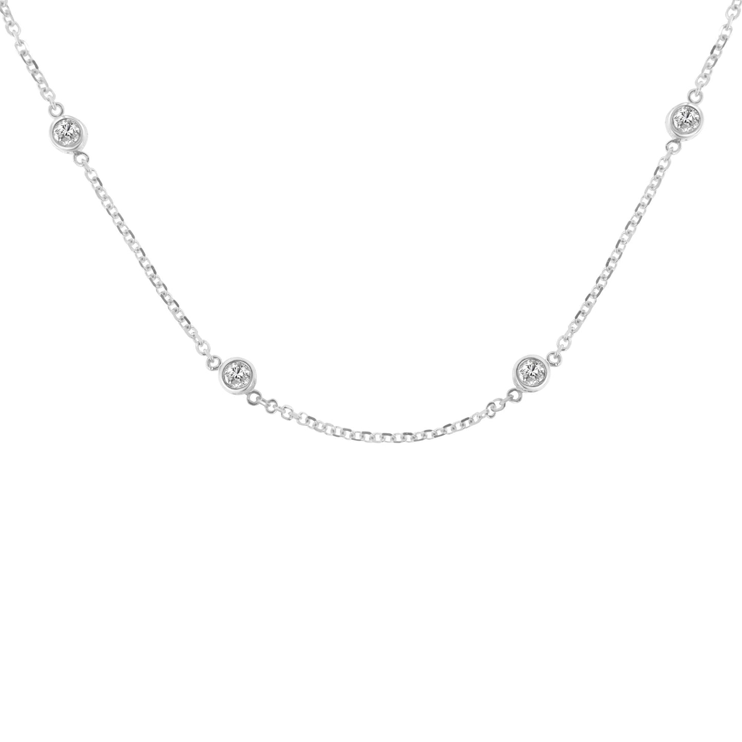 10K Gold Diamond Station Necklace (1 cttw J-K Color I1-I2 Clarity)