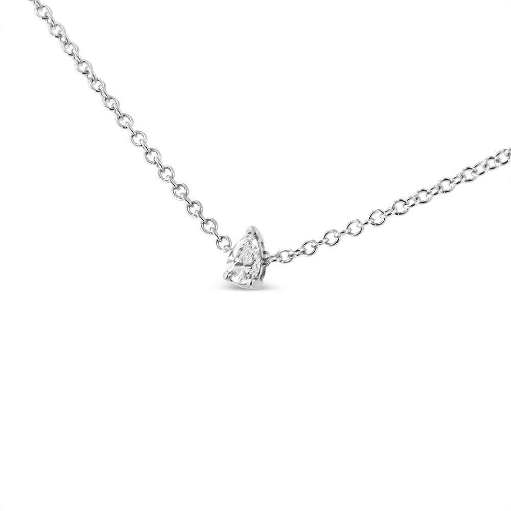 14K White Gold Pear Shape Lab Grown Diamond Solitaire Pendant Necklace (F-G