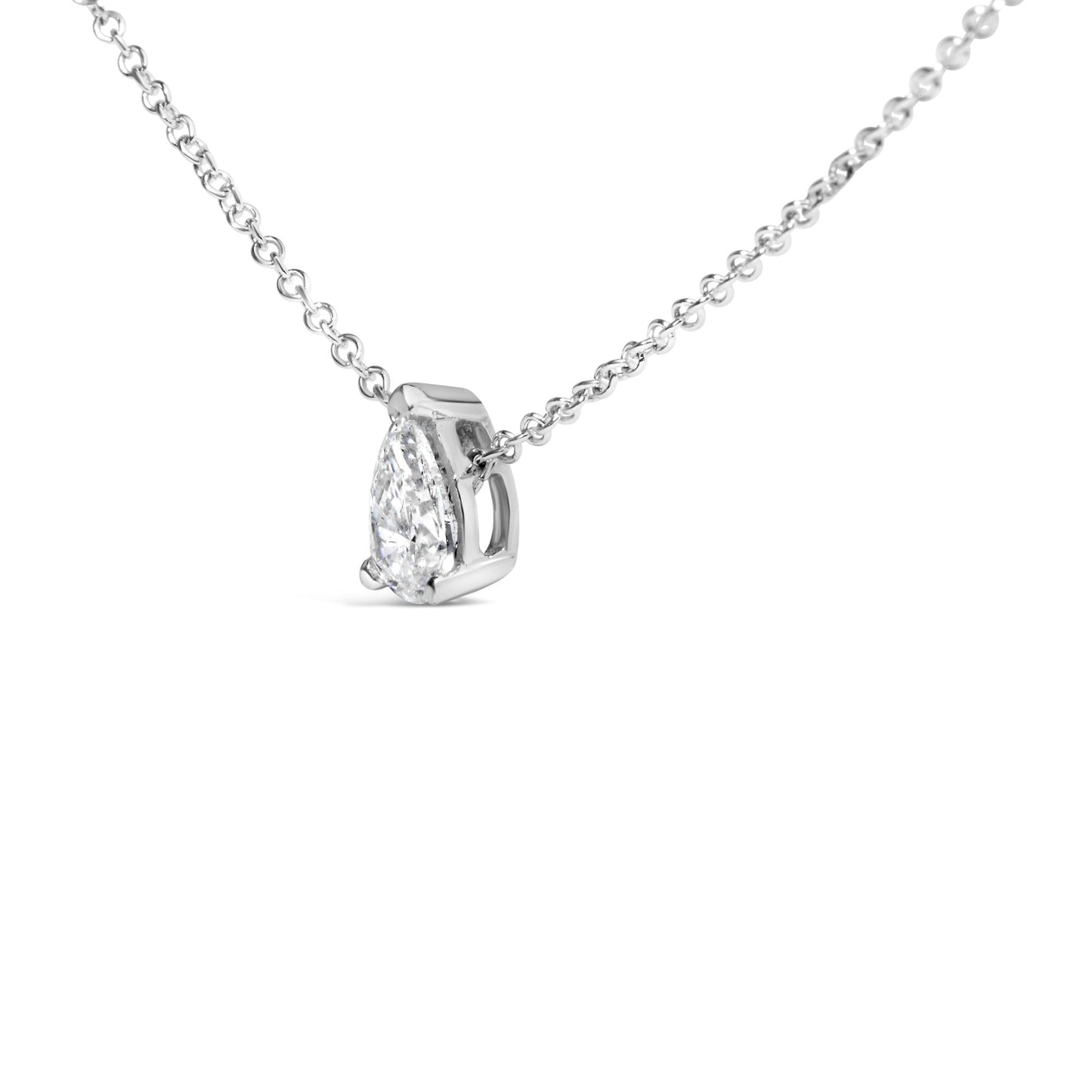 14K White Gold 1/2 Cttw Pear Shape Lab-Grown Diamond 3-Prong Solitaire Pendant