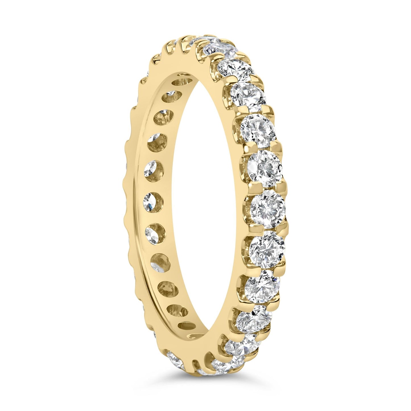 14K Yellow Gold Shared Prong Set Round Diamond Eternity Band Ring (G-H Color, SI1-SI2 Clarity)