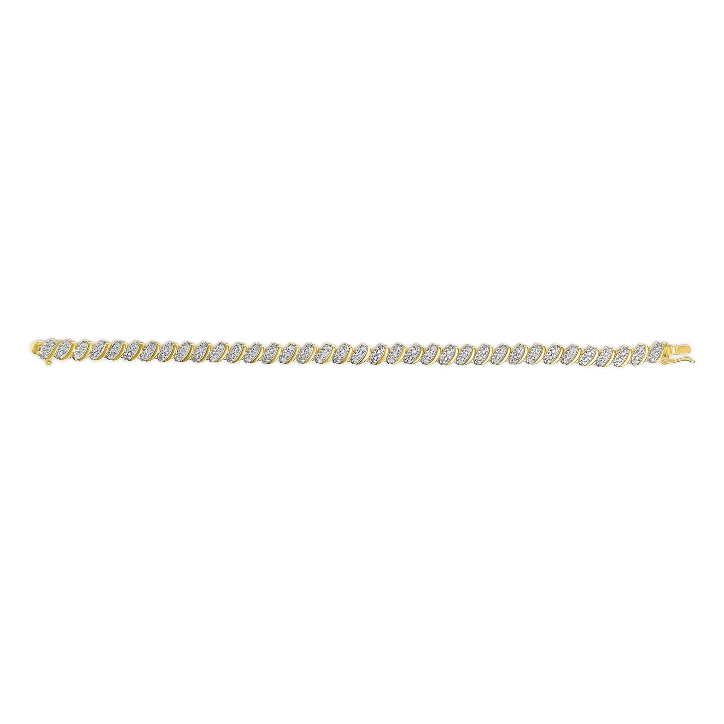 10K Yellow Gold Plated.925 Sterling Silver 1/2 Cttw Diamond Oval Link Bracelet