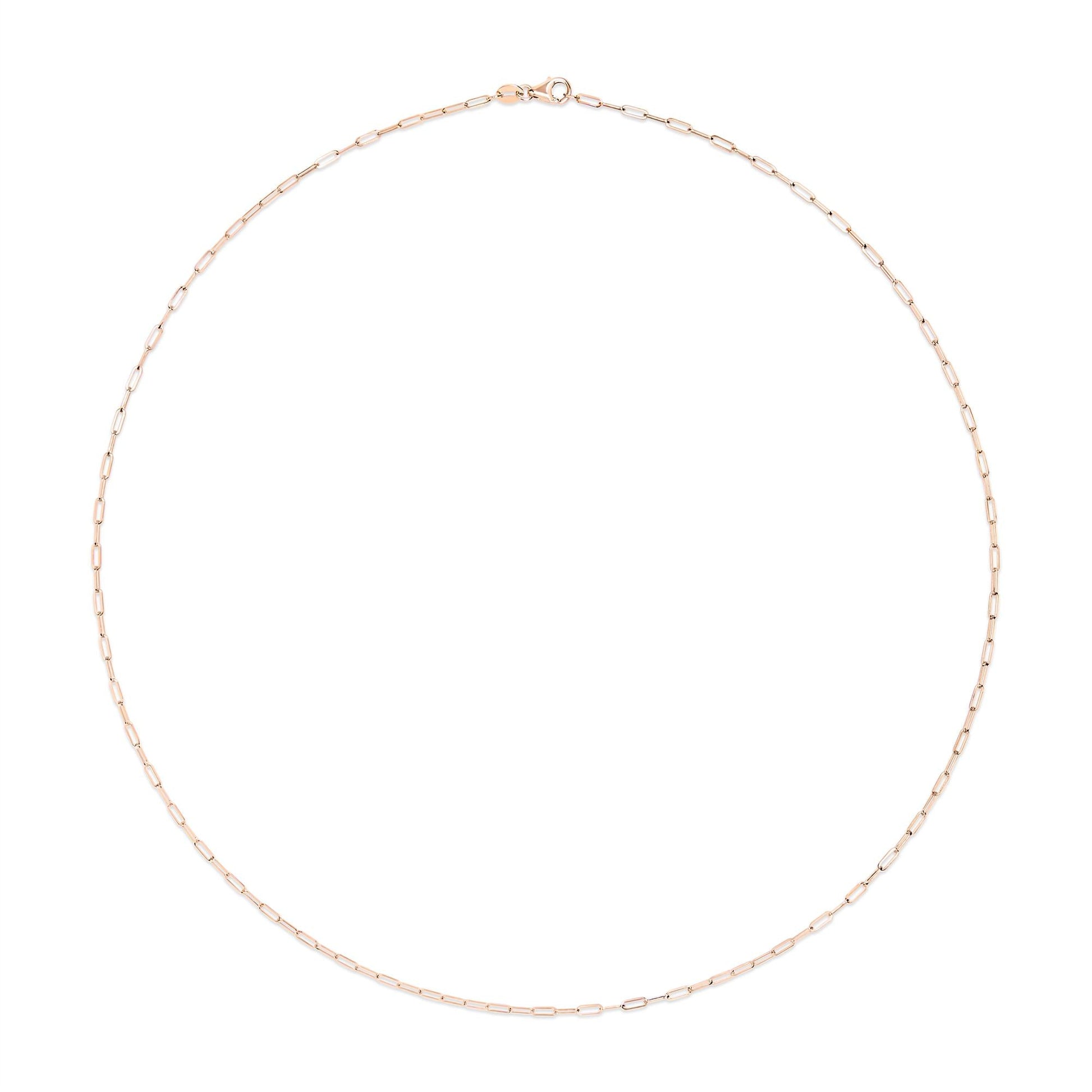 Unisex Solid 14K Gold 1.5mm Paperclip Chain Necklace - Choice of Length