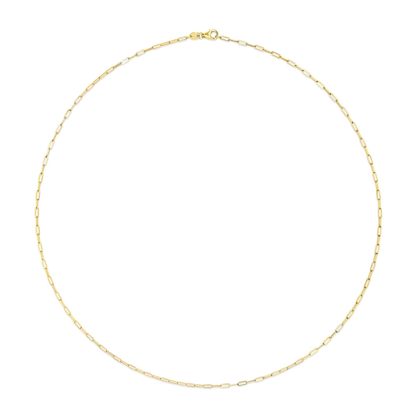 Unisex Solid 14K Gold 1.5mm Paperclip Chain Necklace - Choice of Length