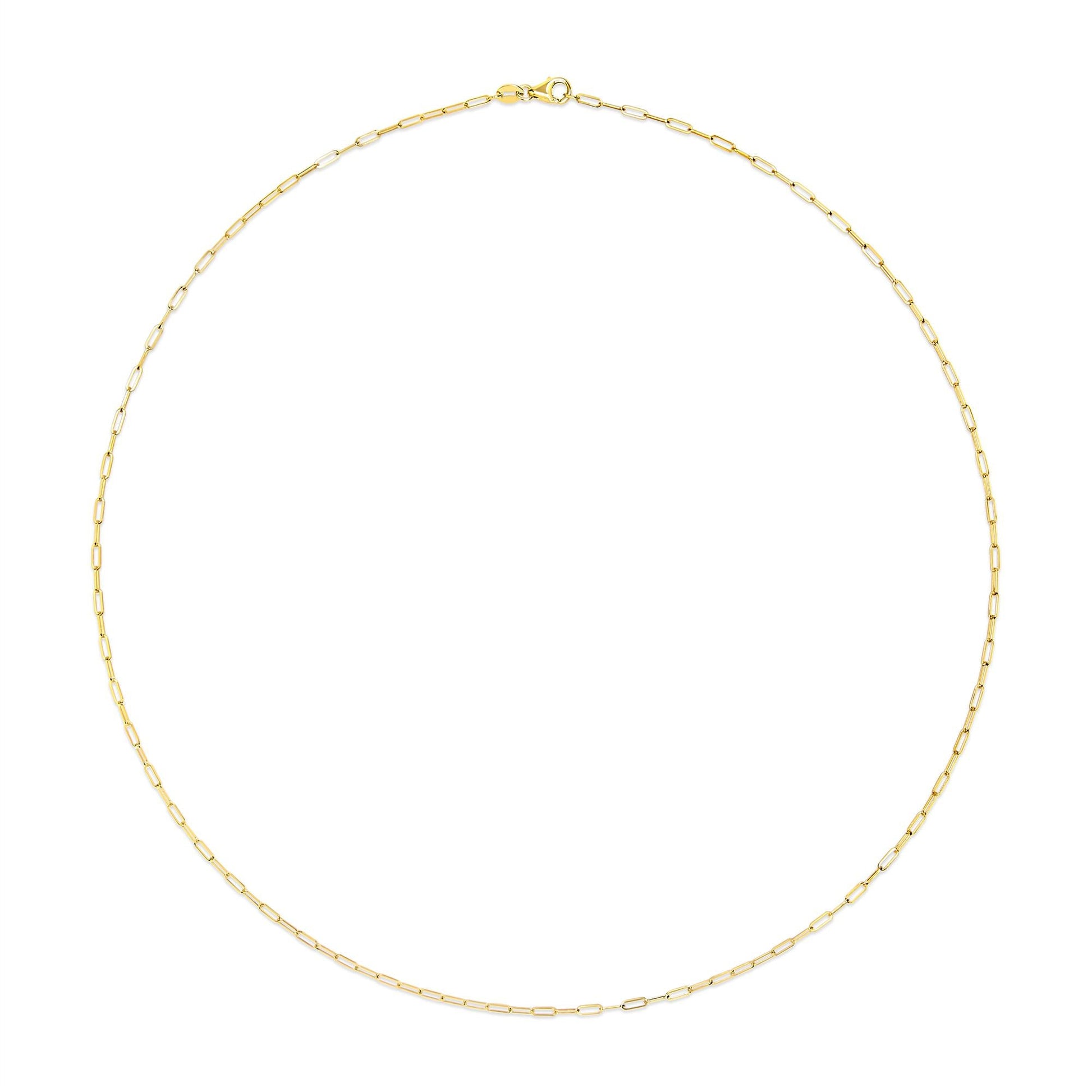 Unisex Solid 14K Gold 1.5mm Paperclip Chain Necklace - Choice of Length