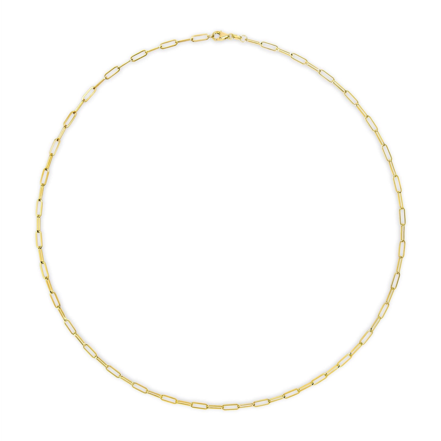 Unisex Solid 14K Gold 2.5mm Paperclip Chain Necklace - Chains/Chains/Chains