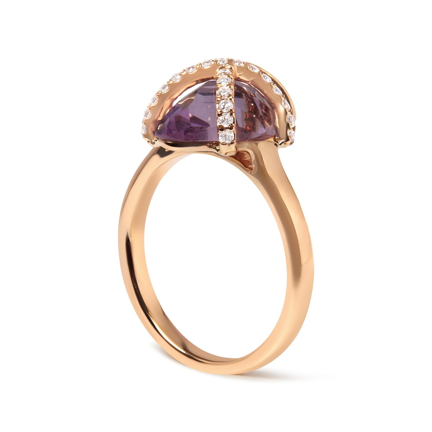 14K Rose Gold 1/5 Cttw Diamond Wrapped 15x15 MM Purple Amethyst Cocktail Ring