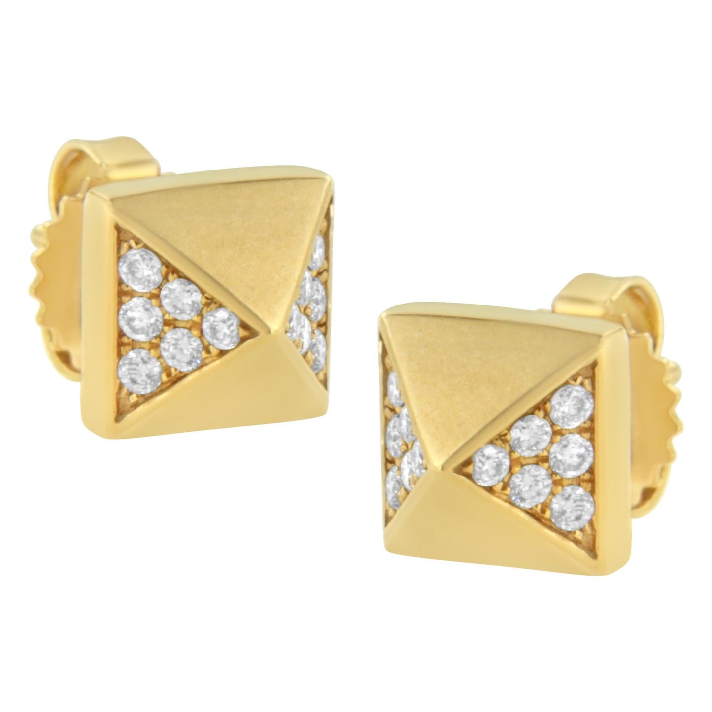 14K Yellow Gold 1/4 Cttw Diamond Pyramid Stud Earring (G-H Color SI1-SI2