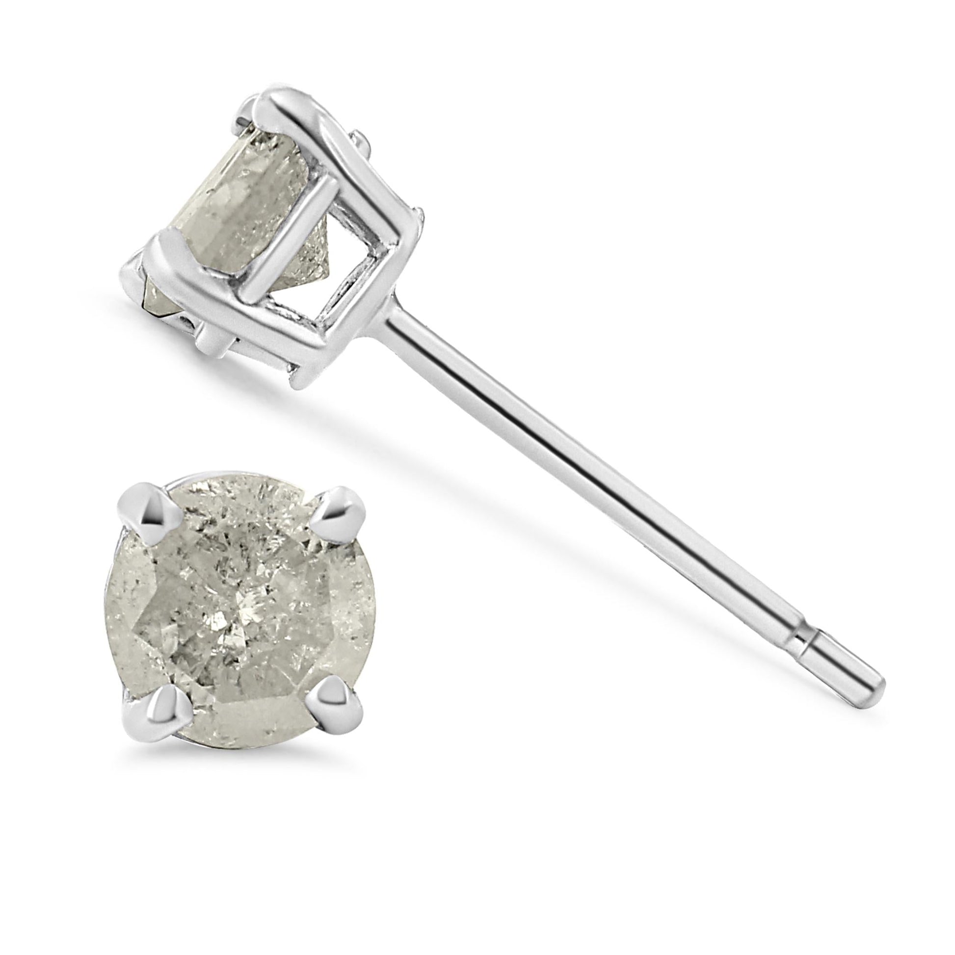 .925 Sterling Silver 4-Prong Round-cut ’Salt and Pepper’ Diamond Classic