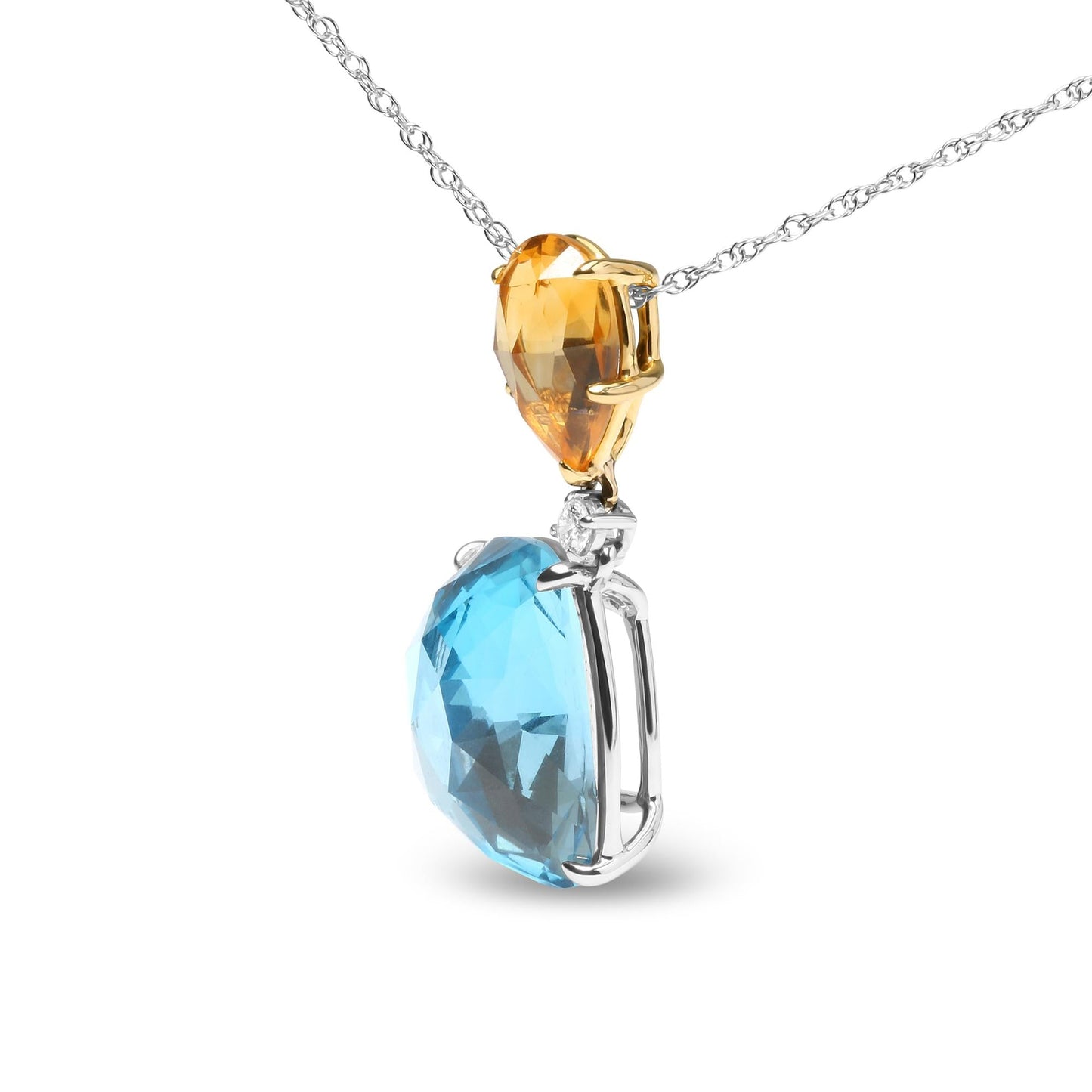 18K White and Yellow Gold Diamond Accent and Yellow Citrine and Sky Blue Topaz