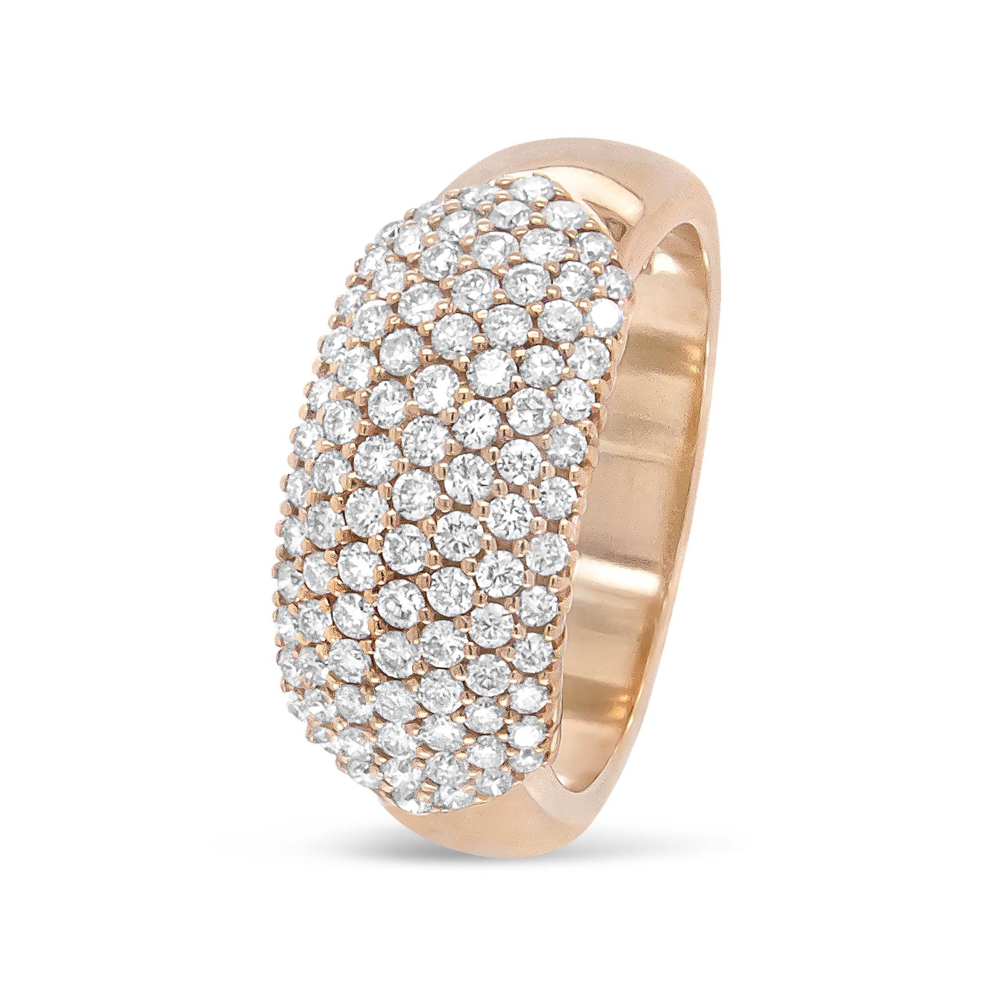 18K Rose Gold 1.00 Cttw Diamond Multi Row Dome Band Ring (F-G Color VS1-VS2