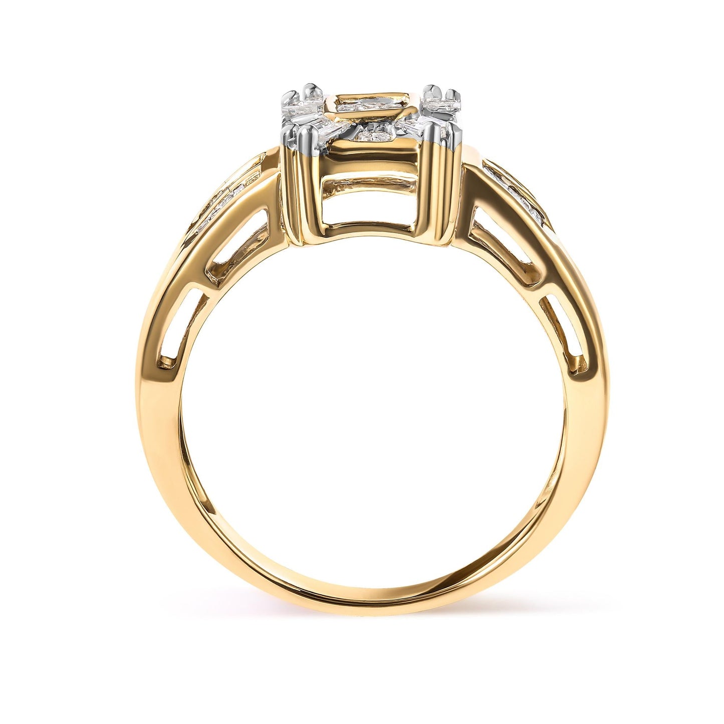 10K Yellow Gold 1/2 Cttw Diamond Composite and Halo Ring (H-I Color SI1-SI2