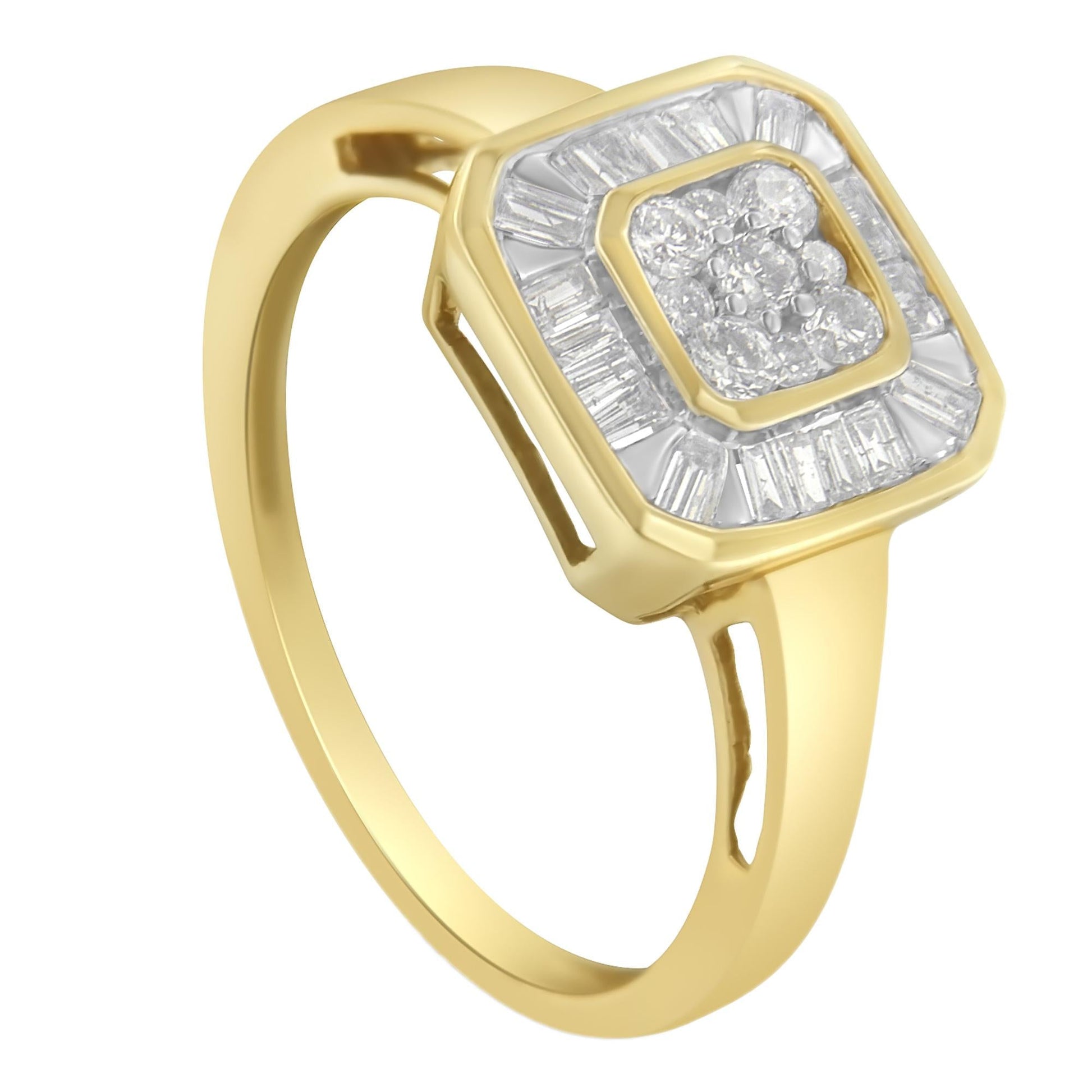 10K Yellow Gold Diamond Cocktail Ring (1/2 Cttw I-J Color SI2-I1 Clarity)