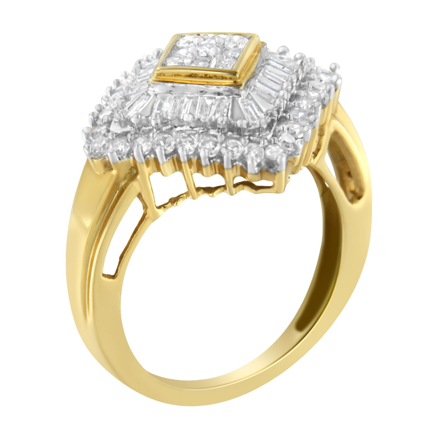 10K Yellow Gold Diamond Ballerina Ring (1 Cttw I-J Color I1-I2 Clarity)